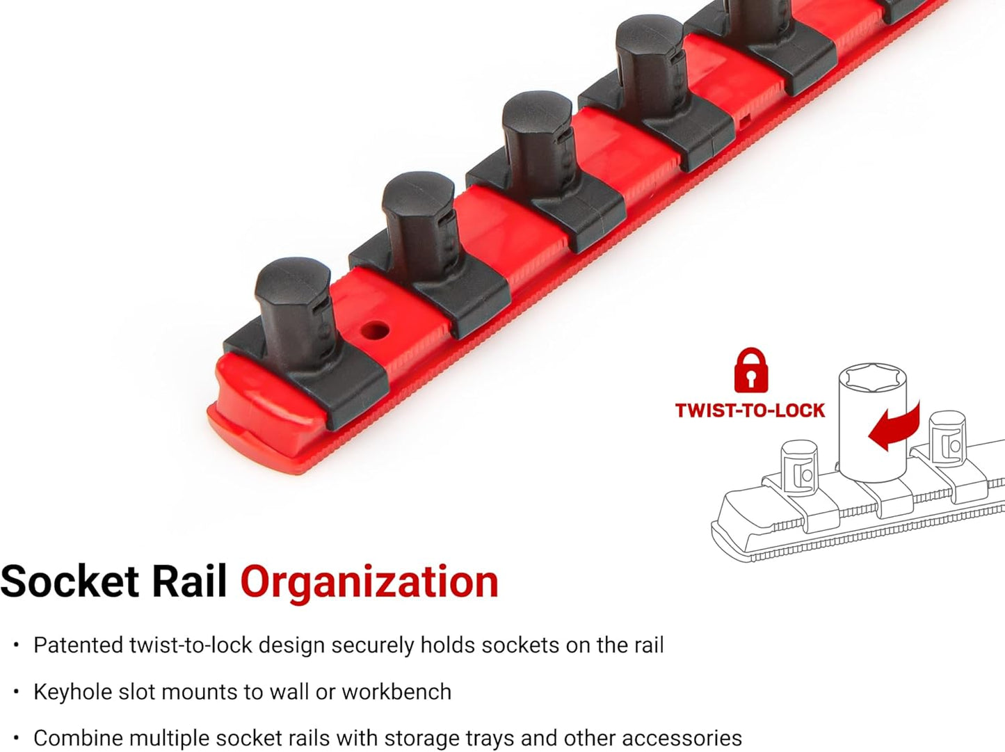 TEKTON 1/2 Inch Drive 6-Point Socket Set with Rail, 15-Piece (10-24 mm) | SHD92102