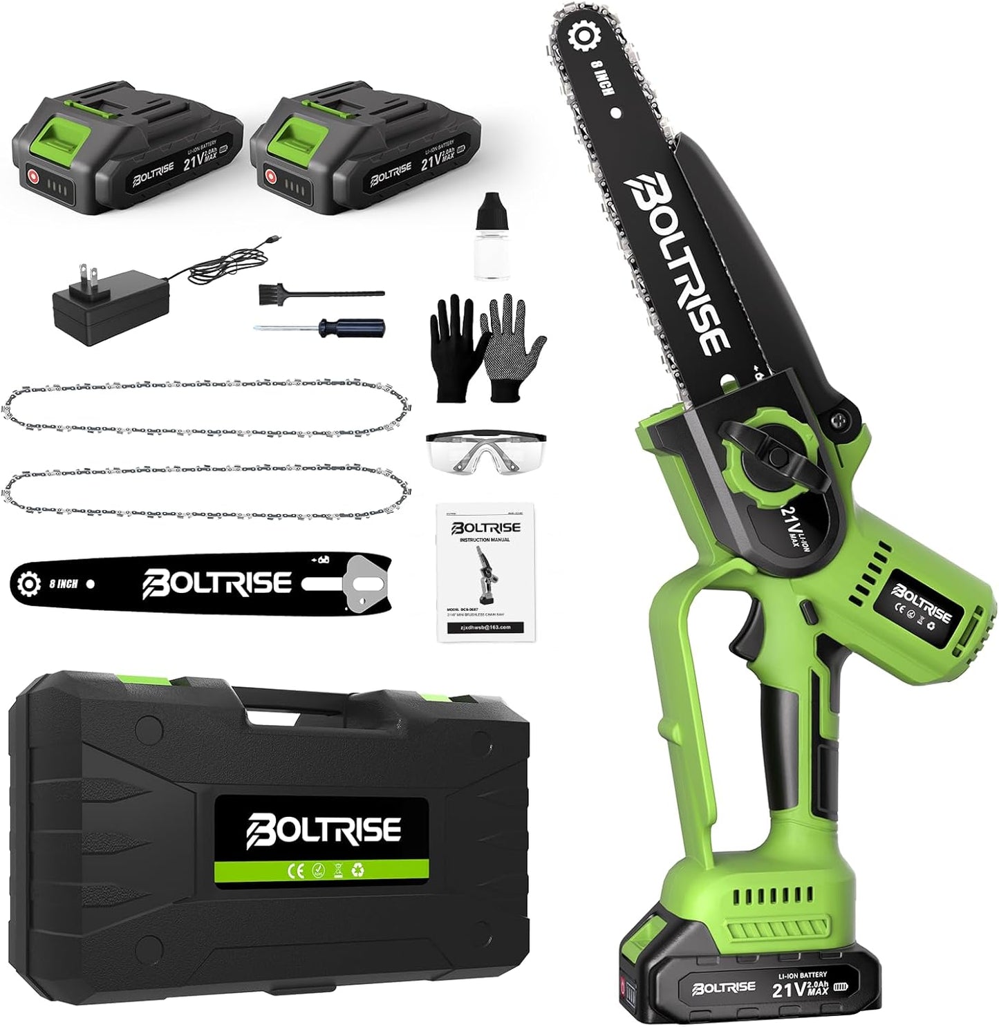 12 Inch Cordless Brushless Electric Chainsaw, 2 × 4.0Ah Batteries & Auto Oiler Security Lock, 42 FT/S Powered Compact HandHeld Chain Saw, for Tree Trimming, Wood Cutting Garden, Pruning