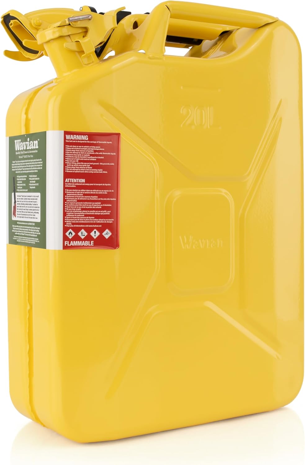 Wavian USA Authentic NATO Jerry Can and Spout System - Rust-Proof, EPA & CARB Compliant, Black, 20 Litre, Wavian 5 Gallon Gas Cans for Gasoline