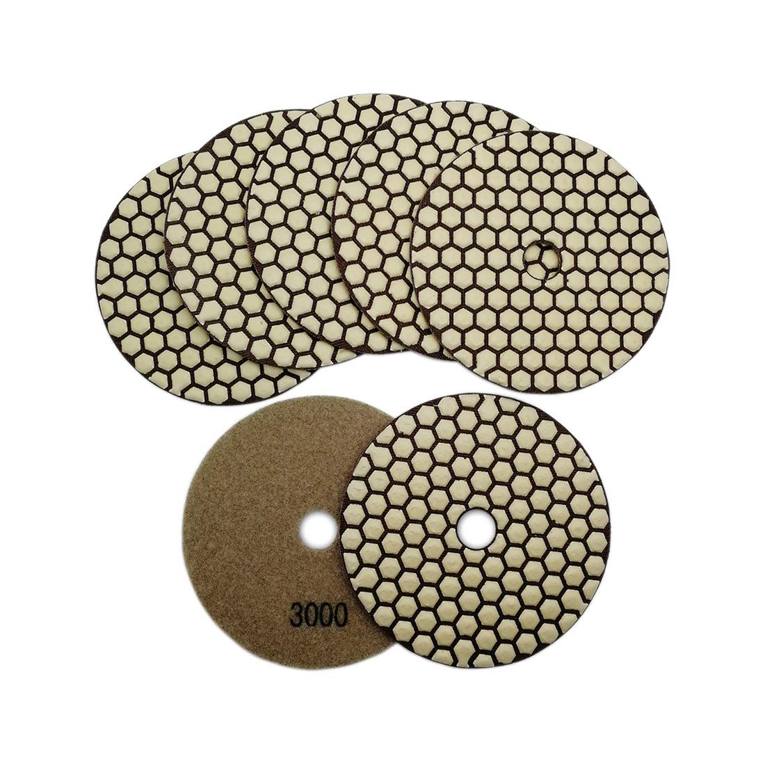 SHDIATOOL 5 Inch Dry Diamond polishing Pads Grit 50 for Granite Marble Quartz(7-Pack)