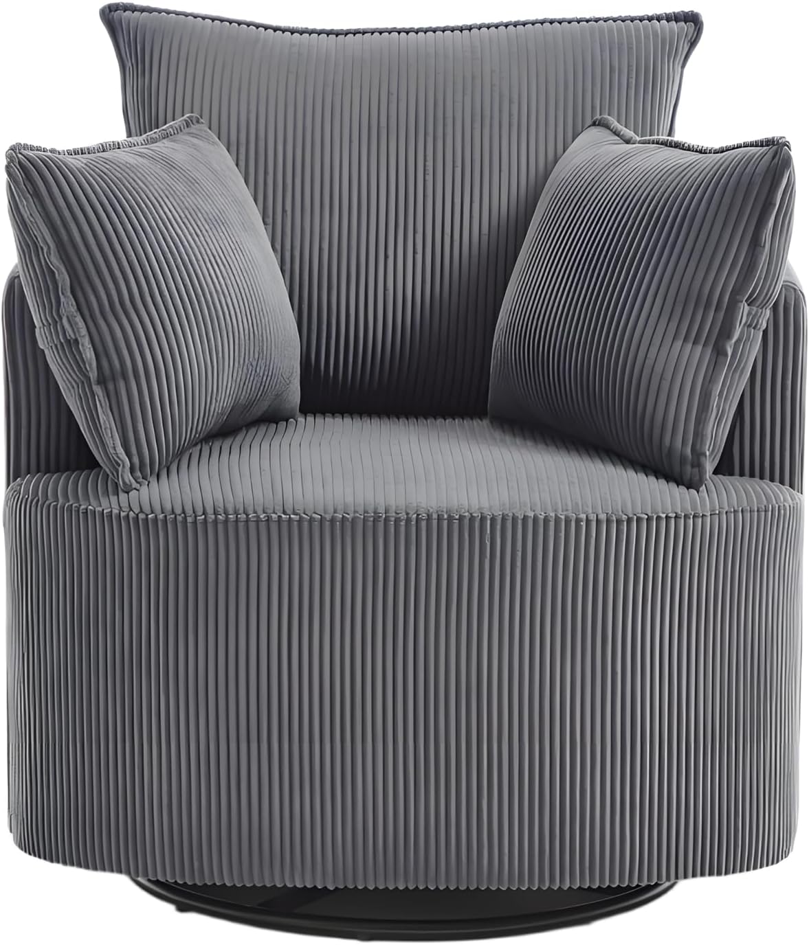 Swivel Accent Chair – Round Swivel Chair for Living Room, Corduroy Barrel Sofa Chair, 360° Rotating Lounge Chair, Easy Assembly(Blue)
