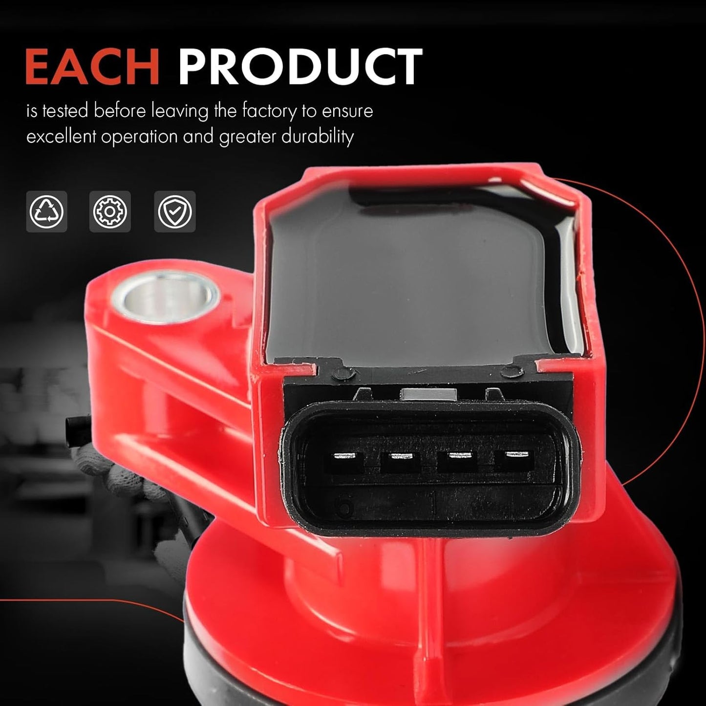 A-Premium (Red) Engine Ignition Coil Pack Compatible with Toyota Corolla 1999-2008, Matrix 2003-2008, Celica 2000-2005, MR2 Spyder 2000-2005 & Chevrolet Prizm 1999-2002 & Pontiac Vibe, 4-PC Set