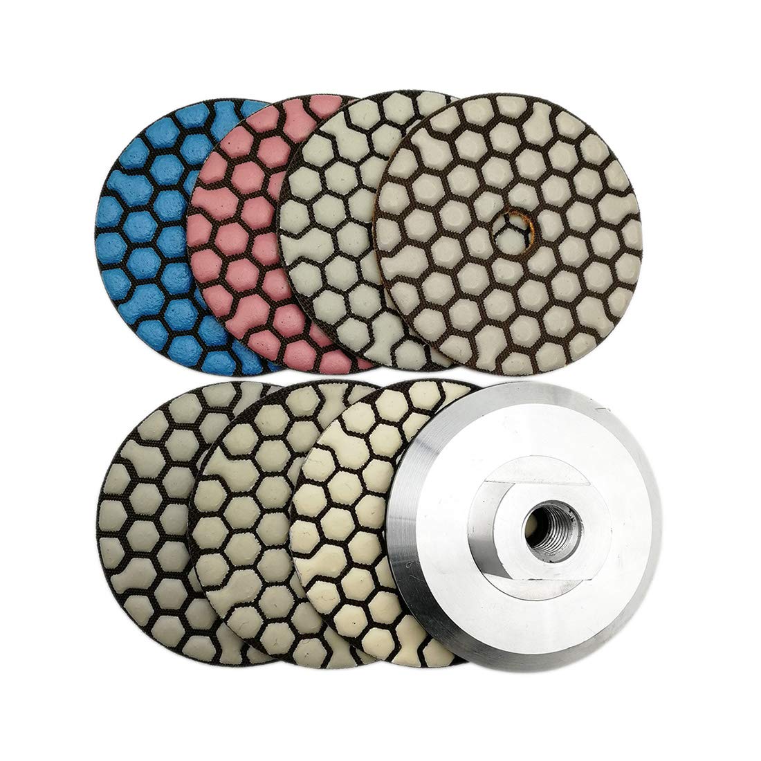 SHDIATOOL 5 Inch Dry Diamond polishing Pads Grit 50 for Granite Marble Quartz(7-Pack)
