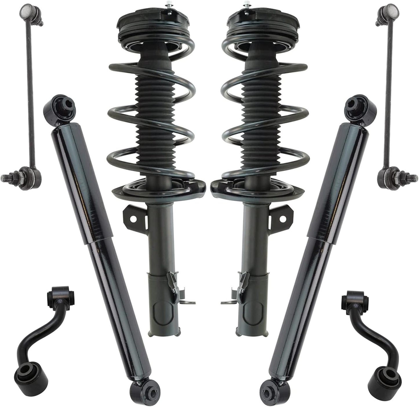 TRQ Front and Rear Suspension Kit Complete Strut & Coil Spring Assembly Shock Absorber Sway Bar Stabilizer Link Compatible with 06-13 BMW
