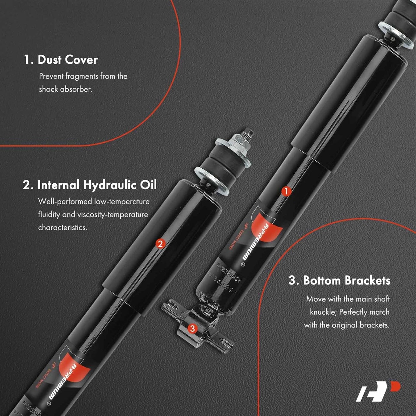 A-Premium Front Pair (2) Shock Absorber Compatible with Ford Ranger 1998-2011 & Mazda B2300 2001-2009, B2500 1998-2001, B3000 1998-2007, B4000 1998-2006, RWD, Driver and Passenger Side