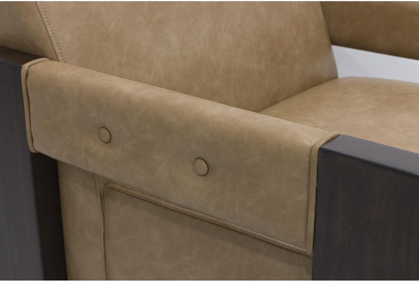 Signature Design by Ashley Adlanlock Contemporary Faux Leather Upholstered Solid Wood Accent Chair, Light Brown & Dark Brown