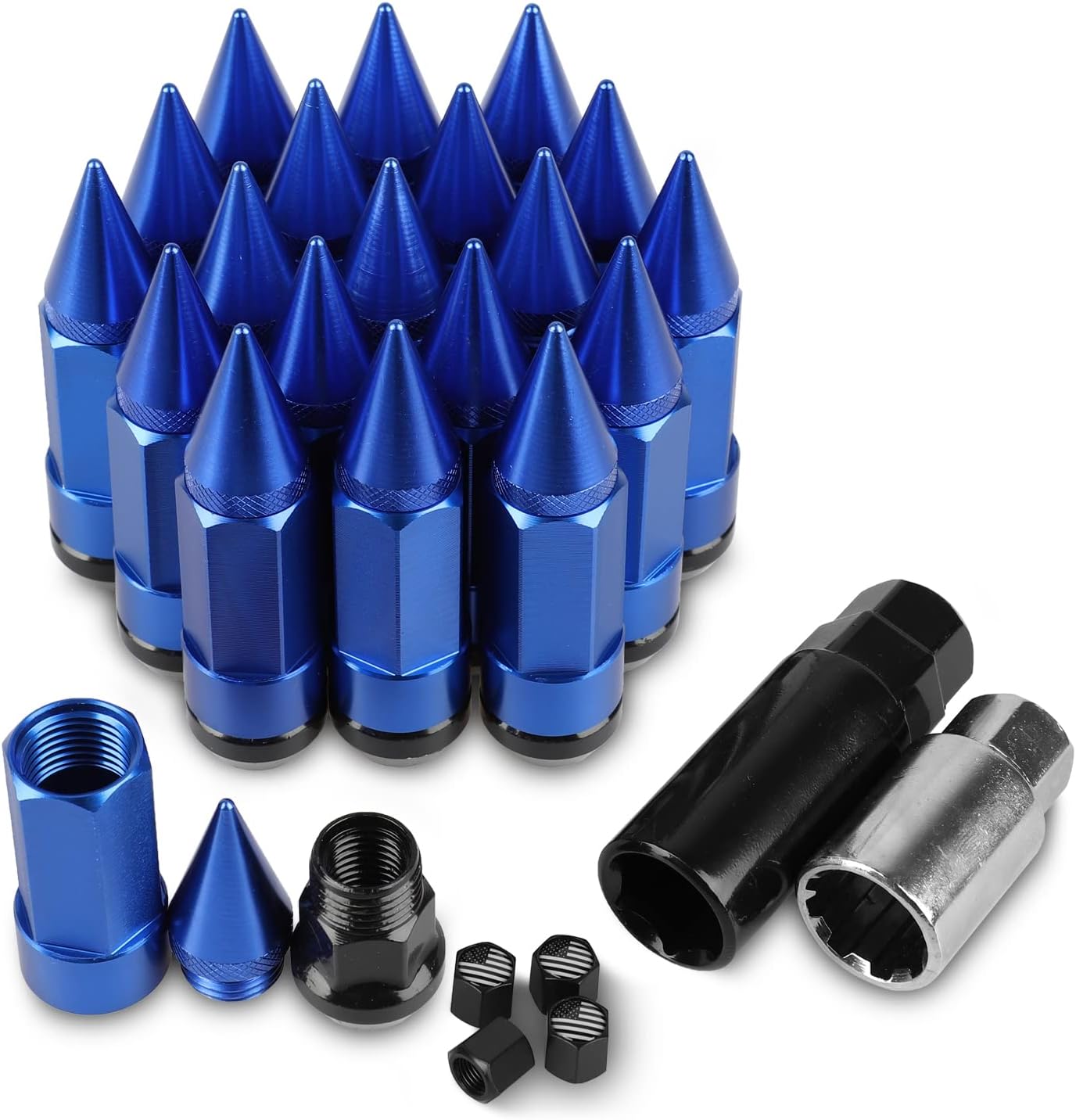 20PCS M12x1.5 Anti Theft Wheel Spikes Lug Nut,Replacement for 2006-2019 Fusion,2012-2019 Focus,2001-2019 Escape Aftermarket Wheel(Neo Chrome)