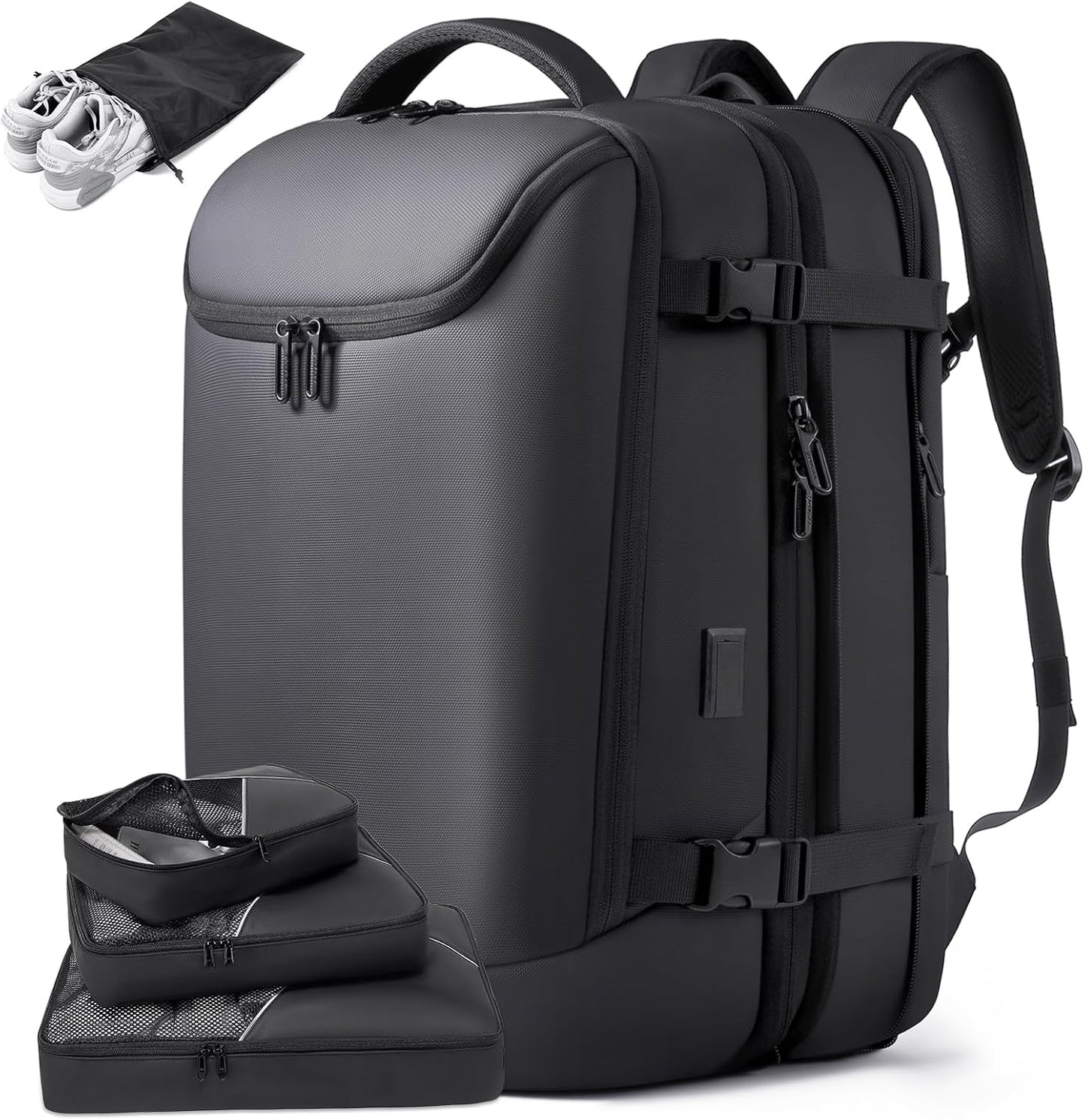 Travel Carry on Backpack 50L Expandable Flight Approved Backpacks 17.3 inch Laptop and USB Charging Port bags Water Resistant Business Back Pack for Women & Men