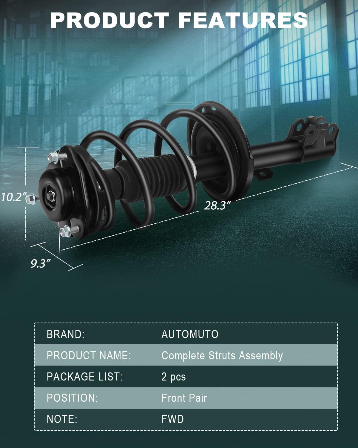 AUTOMUTO Strut Spring Assembly Front Struts Shock Absorber Fit for 2011 2012 2013 2014 for Toyota Sienna FWD