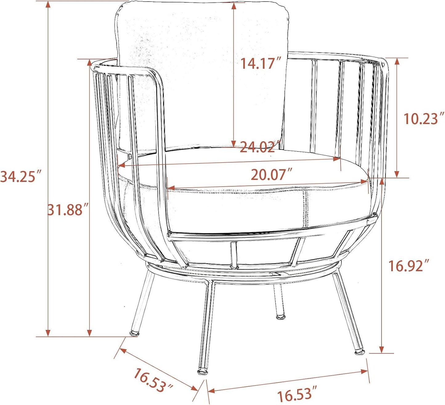 annjoe Accent Chair Swivel Barrel Chair Round Armchair with Metal Frame Legs for Living Room Bedroom Set of 2