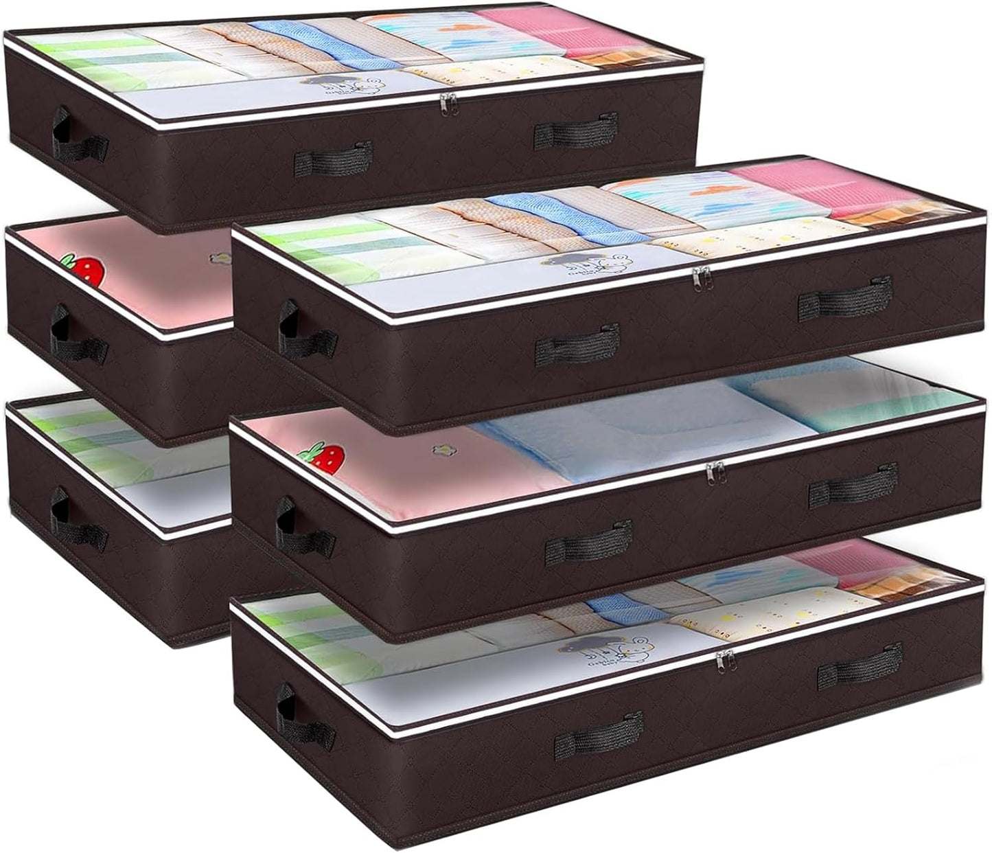 Budding Joy 90L Under Bed Storage Containers, Closet Organizers and Storage Bins, Foldable Underbed Storage Bags for Blanket, Clothing, Comforter, Sweaters, Pillows, Linen Sheets, Wrapping Paper, Grey