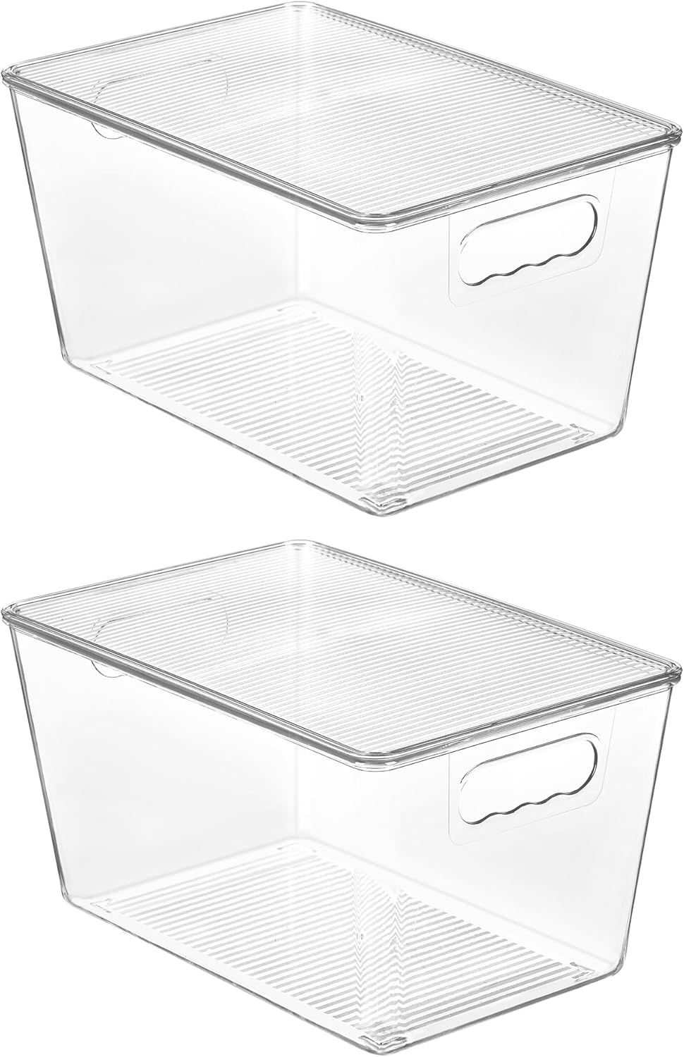 Vtopmart 6 Pack Clear Stackable Storage Bins with Lids, Large Plastic Containers with Handle for Pantry Organizer and Storage,Perfect for Bathroom,Cabinet,Kitchen,Fridge,Closet Organization