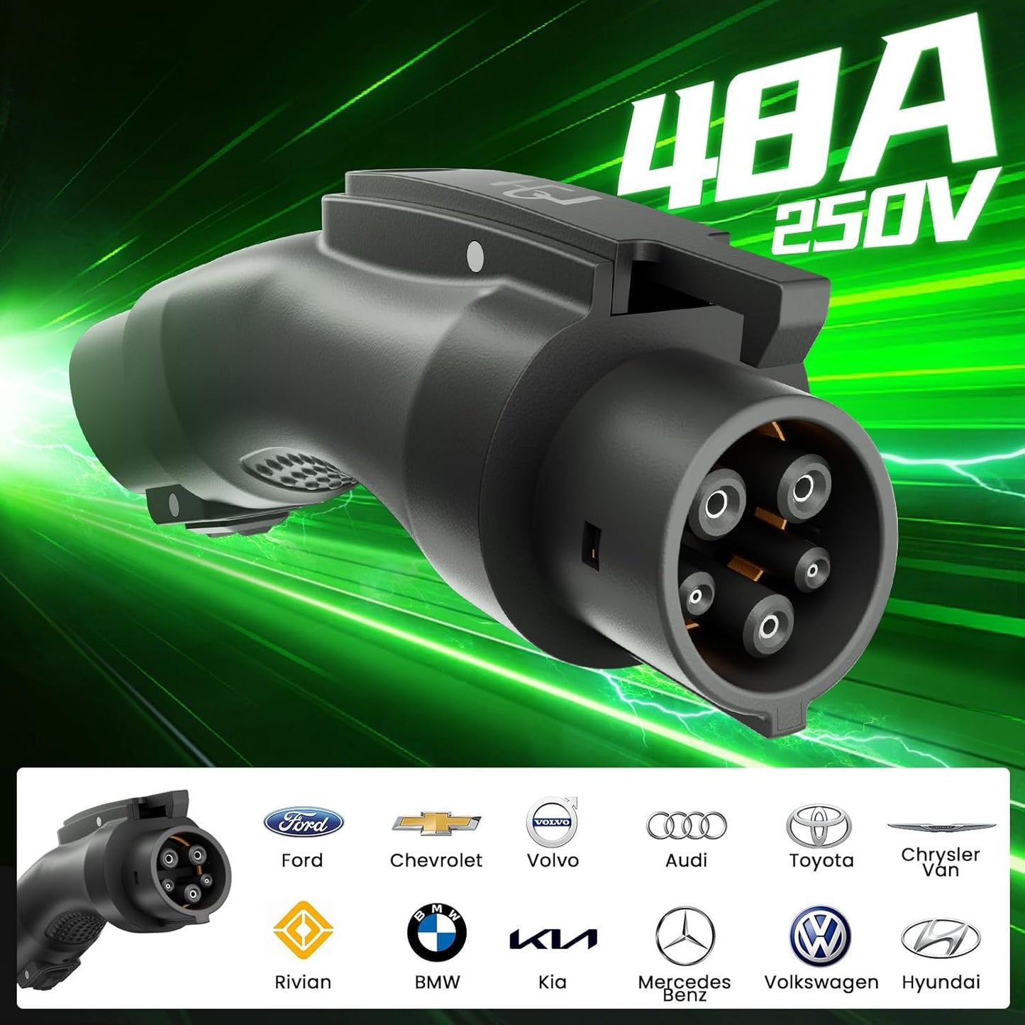 Tesla to J1772 Adapter (NACS to J1772) - 48 Amp & 250V,Compatible with Tesla High Powered Connectors, Destination Chargers & Mobile Connectors for J1772 Electric Vehicles