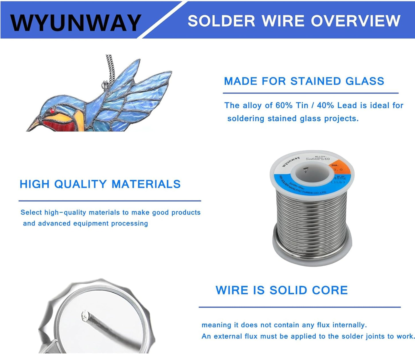 60/40 solder for stained glass solder wire (4LB)