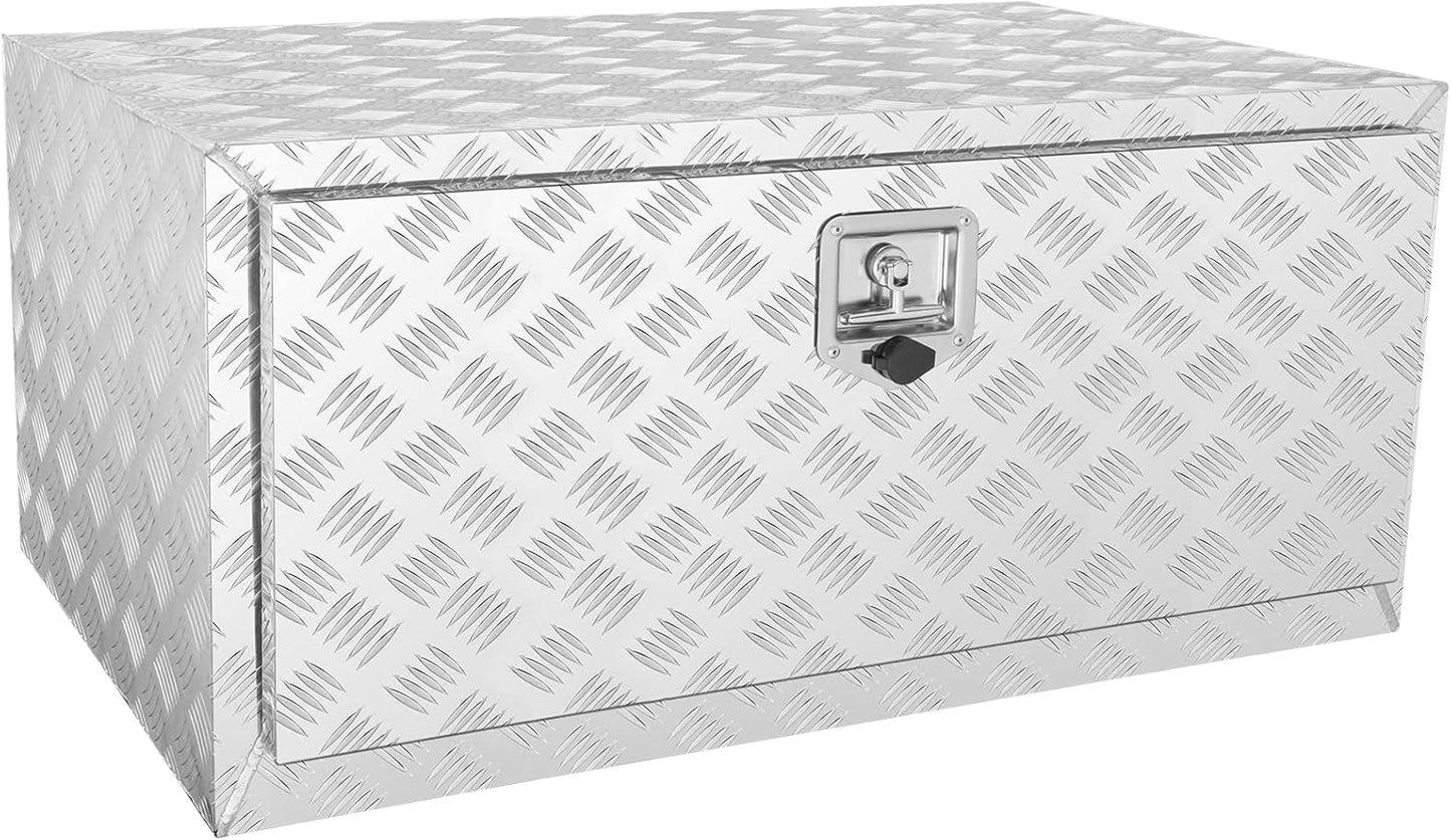VEVOR Underbody Truck Box, 36" x 14" x 16" Pickup Storage Box, Heavy Duty Aluminum Diamond Plate Tool Box with Lock and Keys, Waterproof Trailer Storage Box with T-Handle Latch for Truck, Van, Trailer