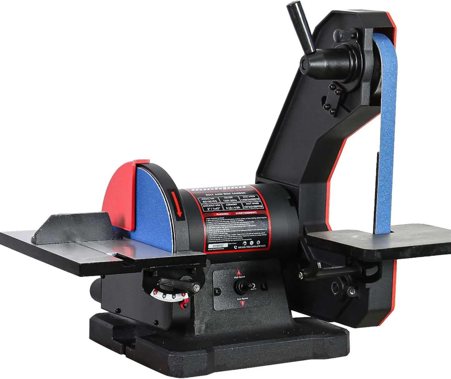 BUCKTOOL Pro 1HP Bench Belt Sander for Metal Working, 4 x 36 in Belt and 8 in Disc Sander with 1HP Direct-drive Motor, Benchtop for Metalworking, BD4801-M