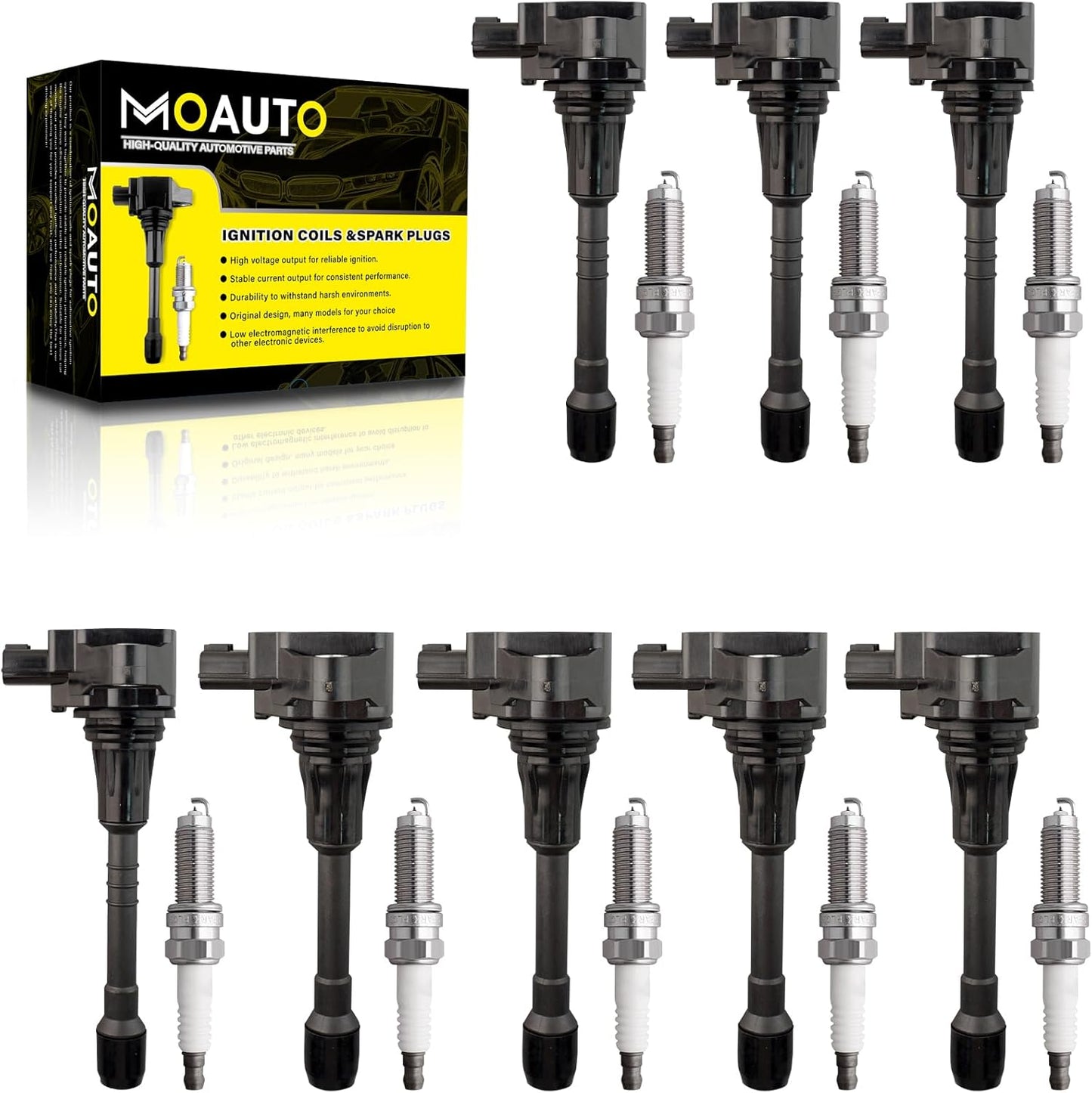 Set of 6 Ignition Coils Pack UF750 12138643360 & 6 PCS Iridium Spark Plugs Compatible with BMW 340i GT 540i X3 740i 640i xDrive M240i X4 Mini Cooper Clubman - 1.5L 3.0L L3 L6