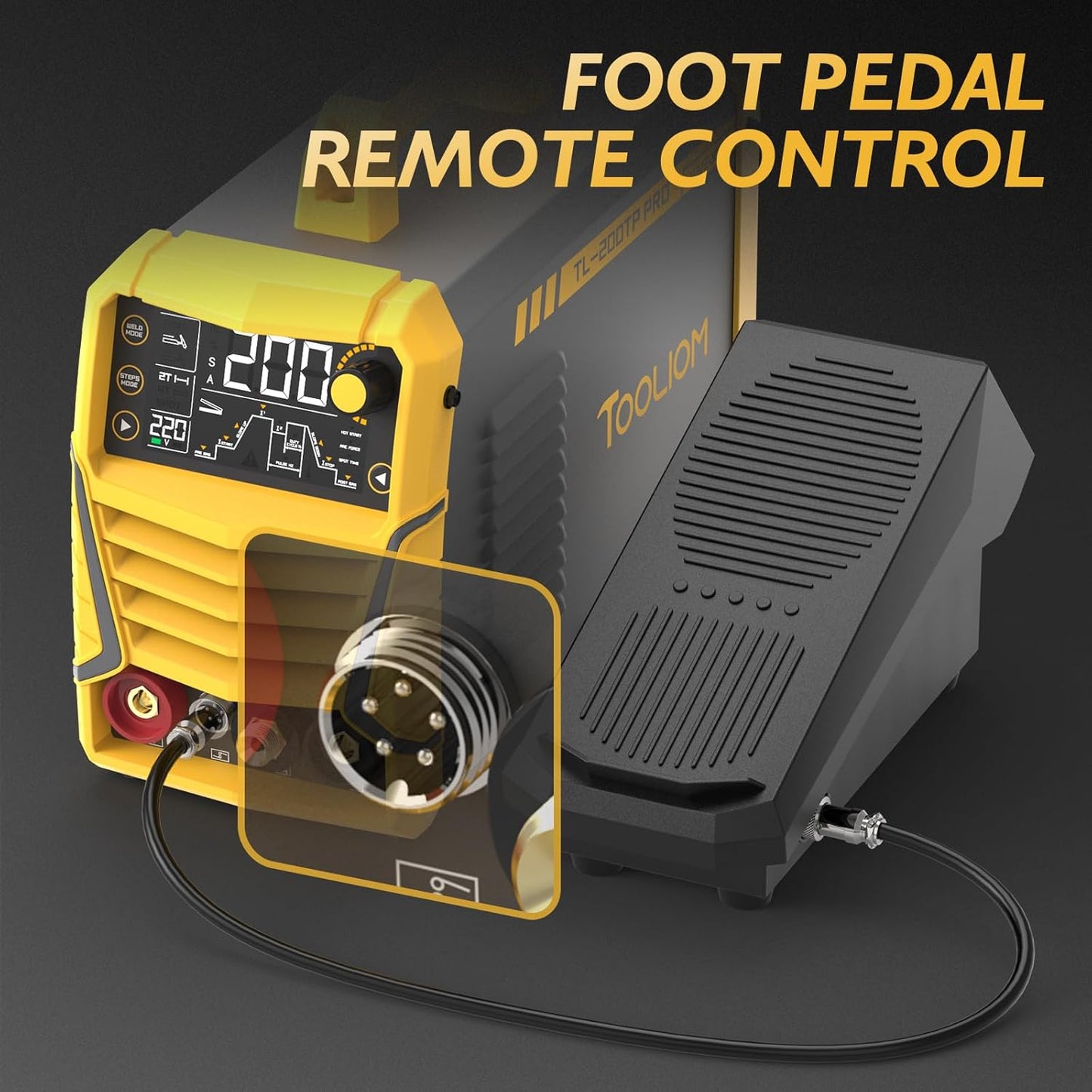 TOOLIOM TIG Welding Foot Pedal, 5-Pin Amp Control Pedal with 16-ft cable Compatible with 5-Pin TIG Welding Machine