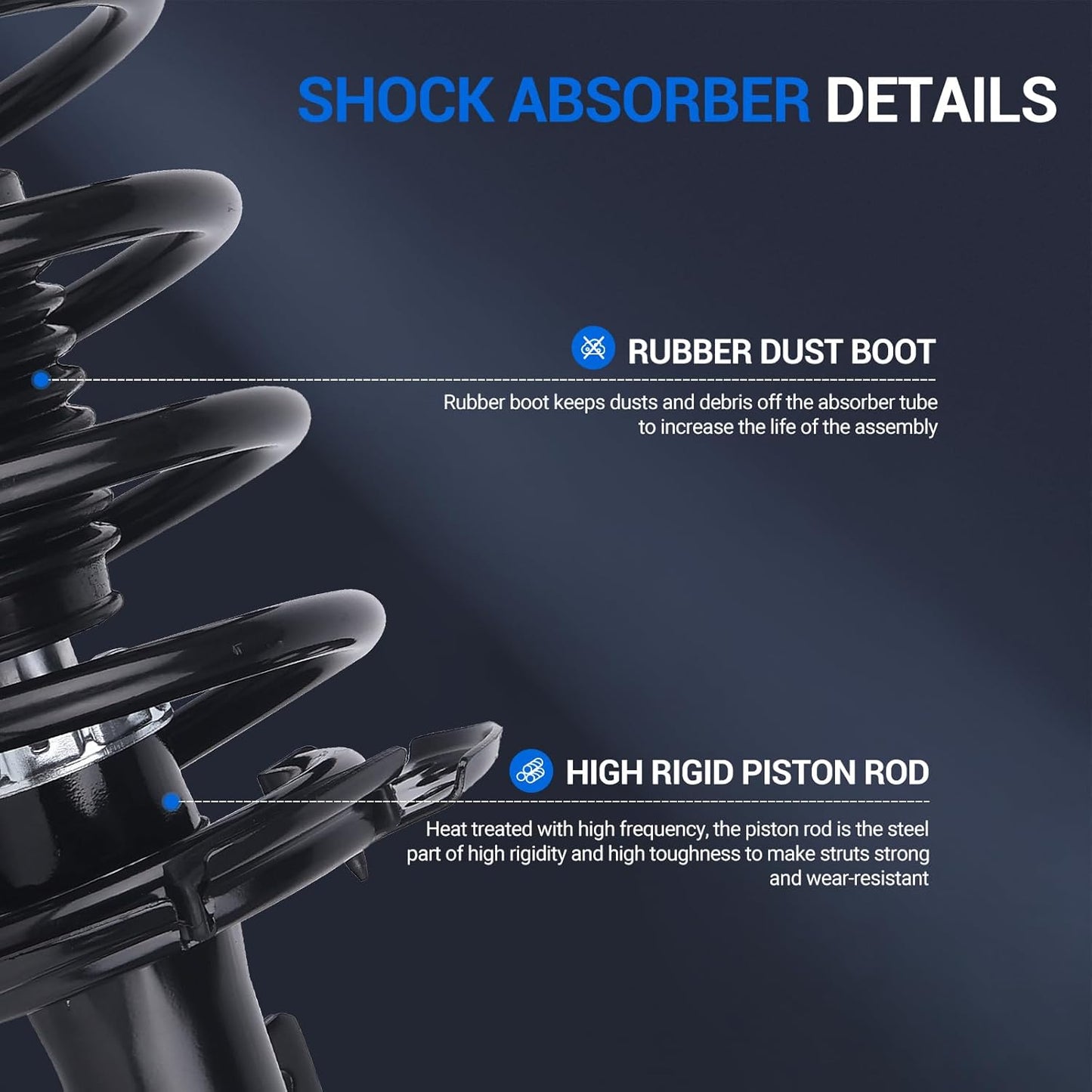 Autoround 172751 172750 Front Complete Shock Absorber Compatible with Ford Escape 2014 2015 2016 2017 2018 2019, Left & Right Struts with Coil Spring Assembly
