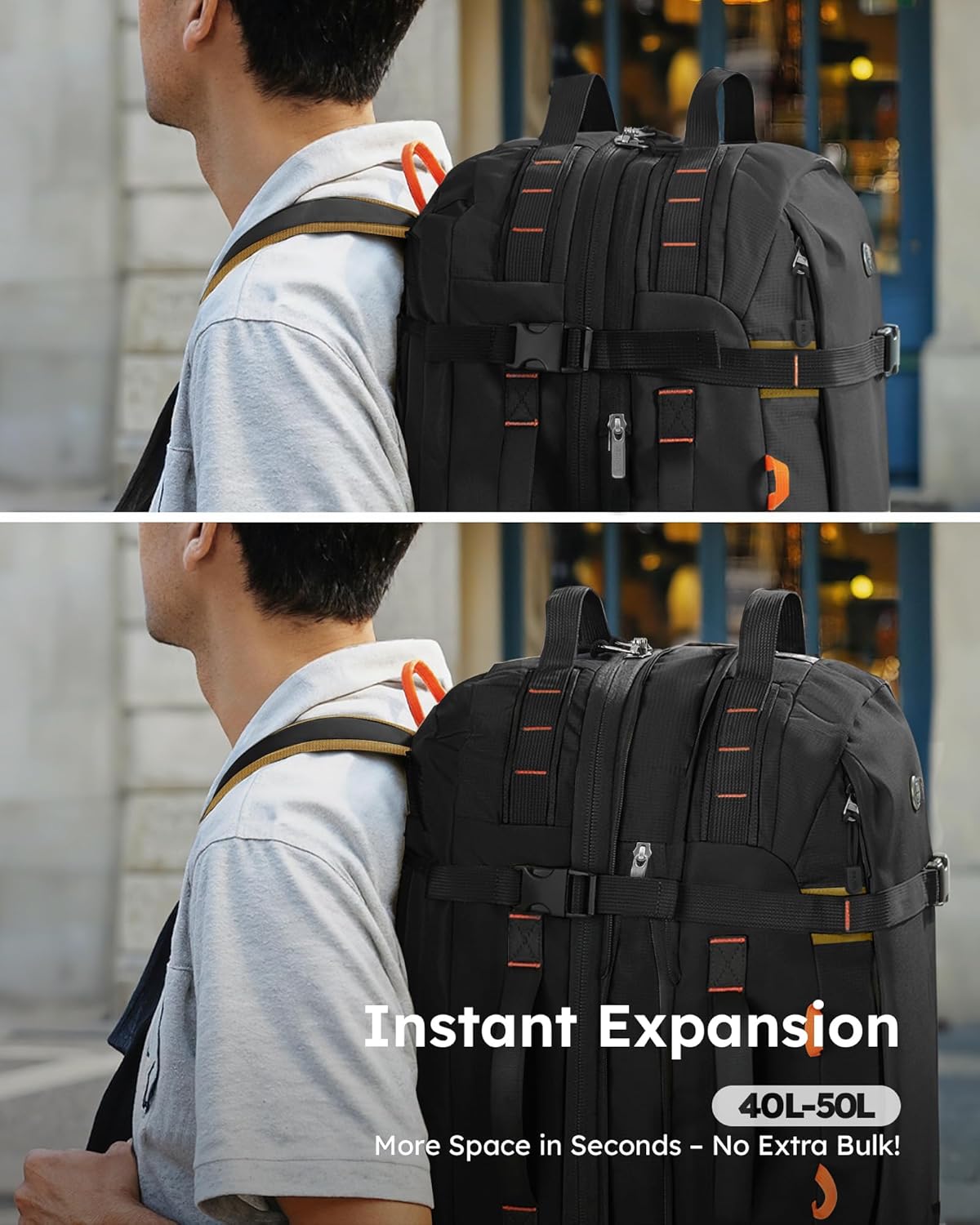 Tolaccea Travel Laptop Backpack, Large Carry on Backpack Flight Approved Convertible Duffle Luggage Bag Daypack Work Business Rucksack Fits 16" Laptop for Men Women 3 Carrying Ways, 40L-50L Expandable