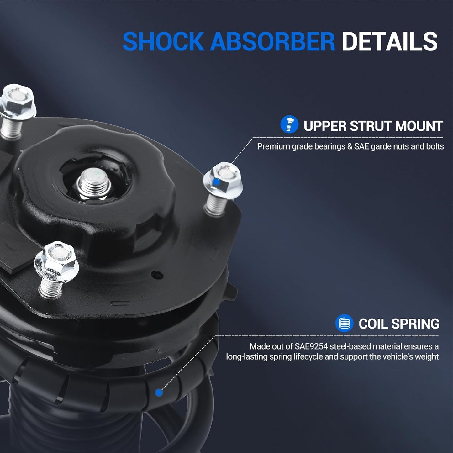 Autoround Front Complete Strut & Coil Spring Assembly Compatible with 2002 2003 Toyota Camry Lexus ES300 171490 171491