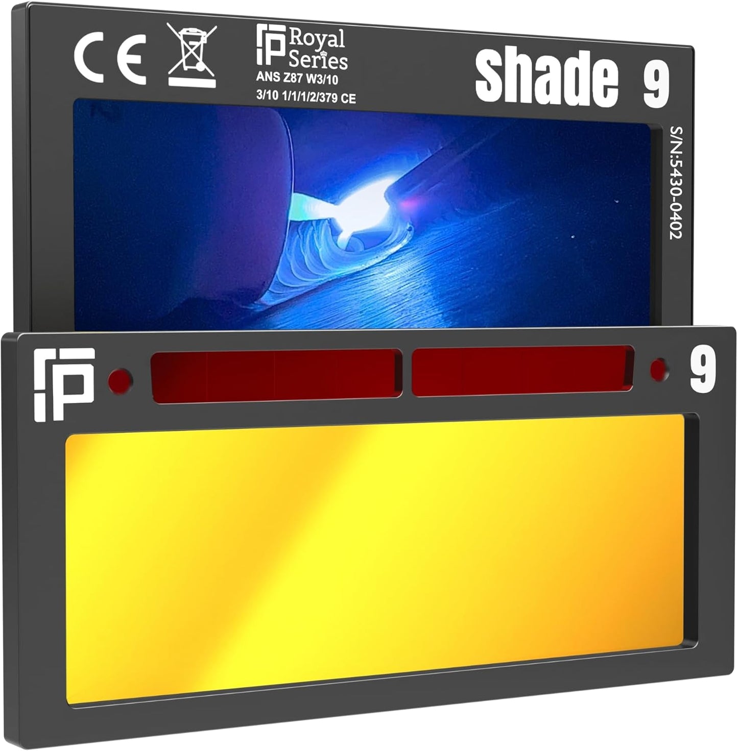 The King Single 2.0 | Shade 10 Gold Auto Darkening Welding Lens | 20A TIG Rating - No Flashing | 2" X 4.25" X 0.2" | Extremely Clear Gold Welding Lens - Blue Puddle | Ridge Products Royal Series 2.0