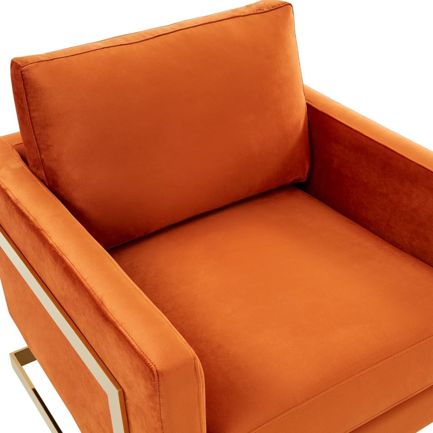 Velvet Accent Armchair Gold Frame Modern Living Room Chair Elegant Design