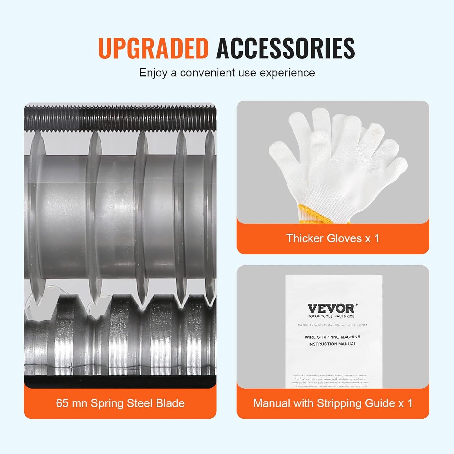 VEVOR Electric Wire Stripping Machine, 0.06''-0.98'' Automatic Wire Stripper Machine, 60 W, Wire Strip with Visible Stripping Depth Reference, 6 Round & 1 Flat Channels Electric Wire Stripper