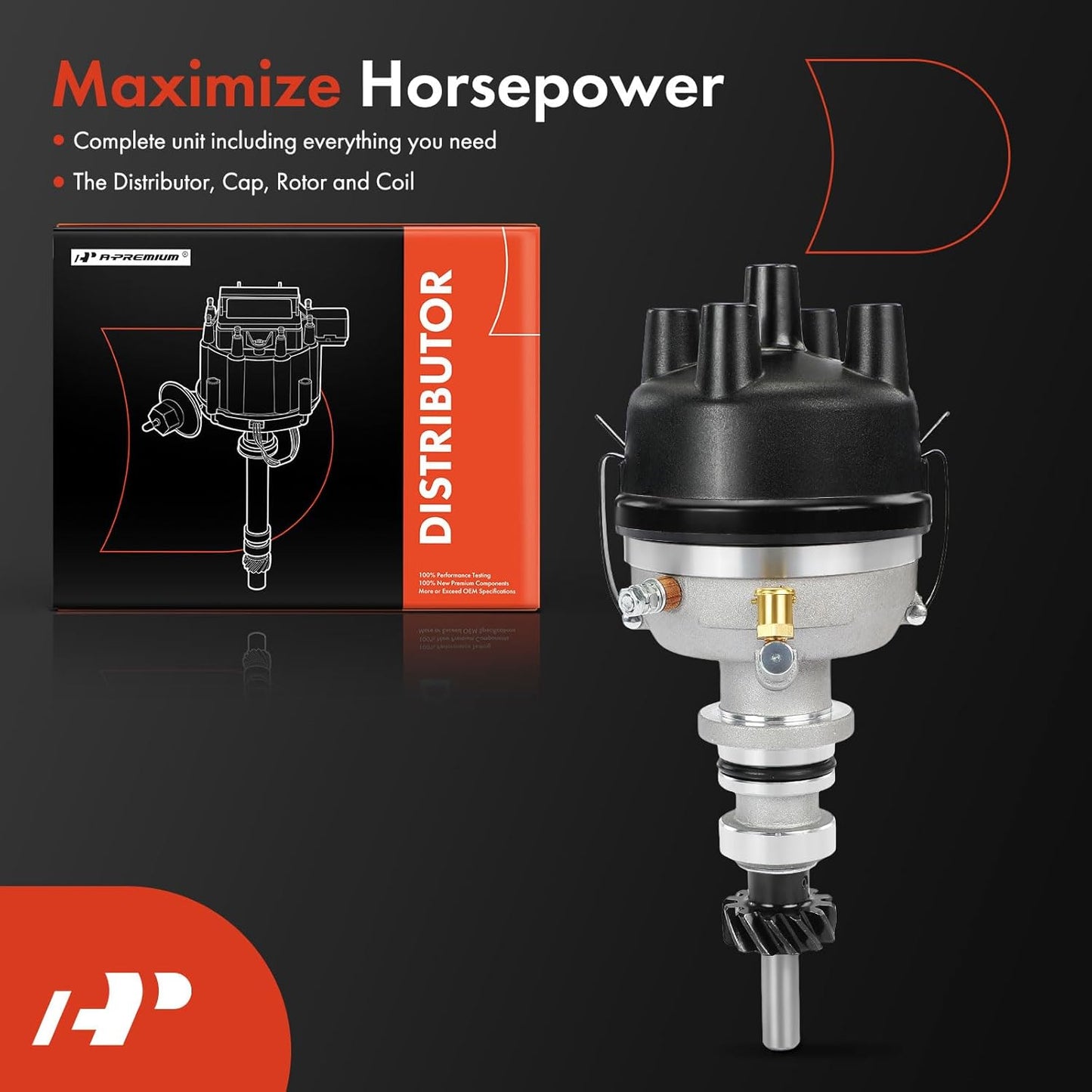 A-Premium Tractor Distributor with Cap and Rotor Compatible with Ford New Holland 500, 501, 600, 601, 700, 701, 800, 801, 900, 901, 2000-4000 4 Cylinder