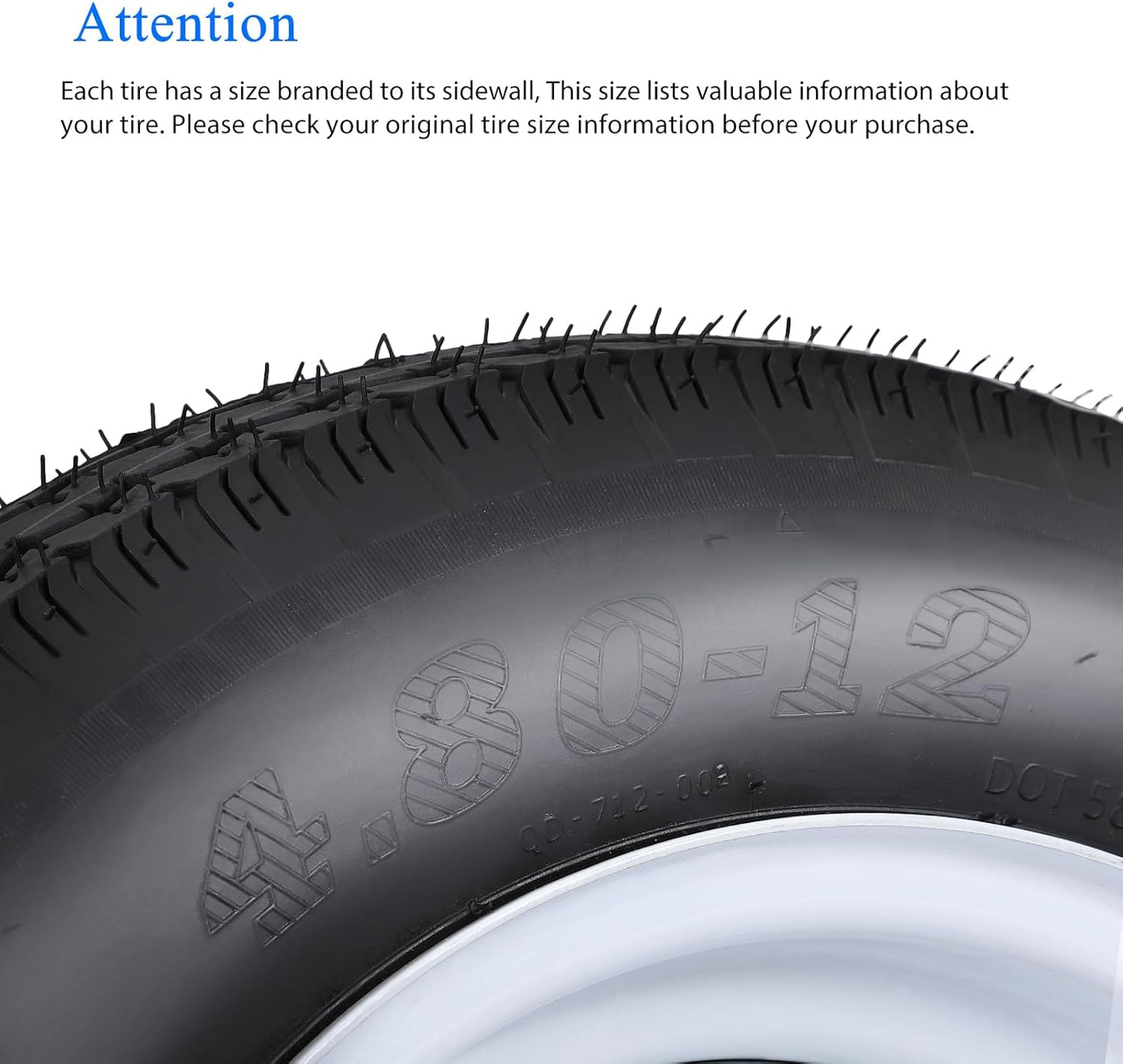 4.80-12 4.80x12 480-12 4.80-12 Trailer Tires with 12" Rims, 4 Lug on 4", Load Range C 6PR