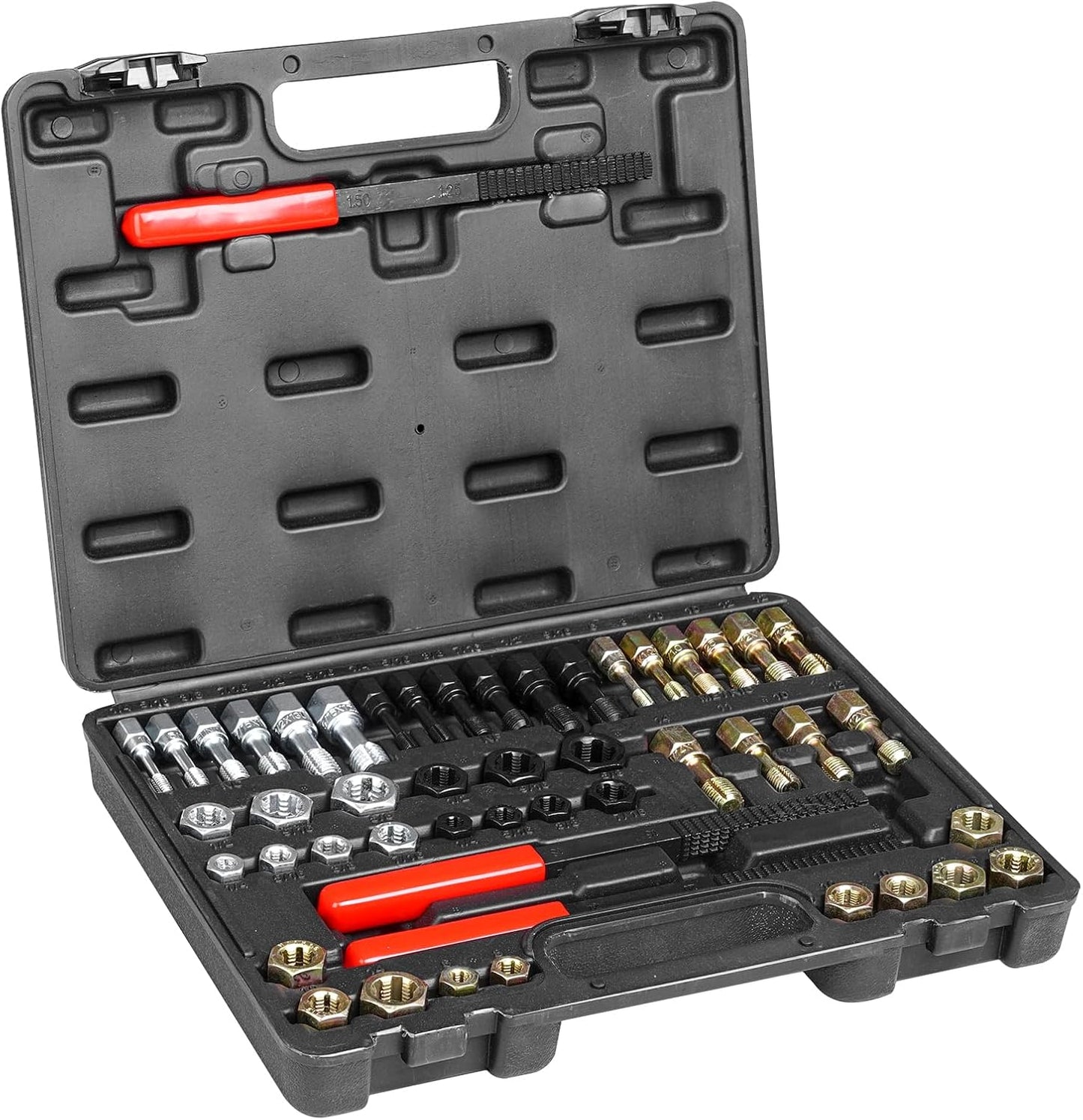 VEVOR Helicoil Thread Repair Kit-338-Piece SAE HSS Drill Inserts Taps & Tools M5,M6,M8,M10,M12,1/4",5/16",3/8",7/16",1/2" Rethreading Tool Kit Insertion Rethreading Tools Universal Rethread Restorer