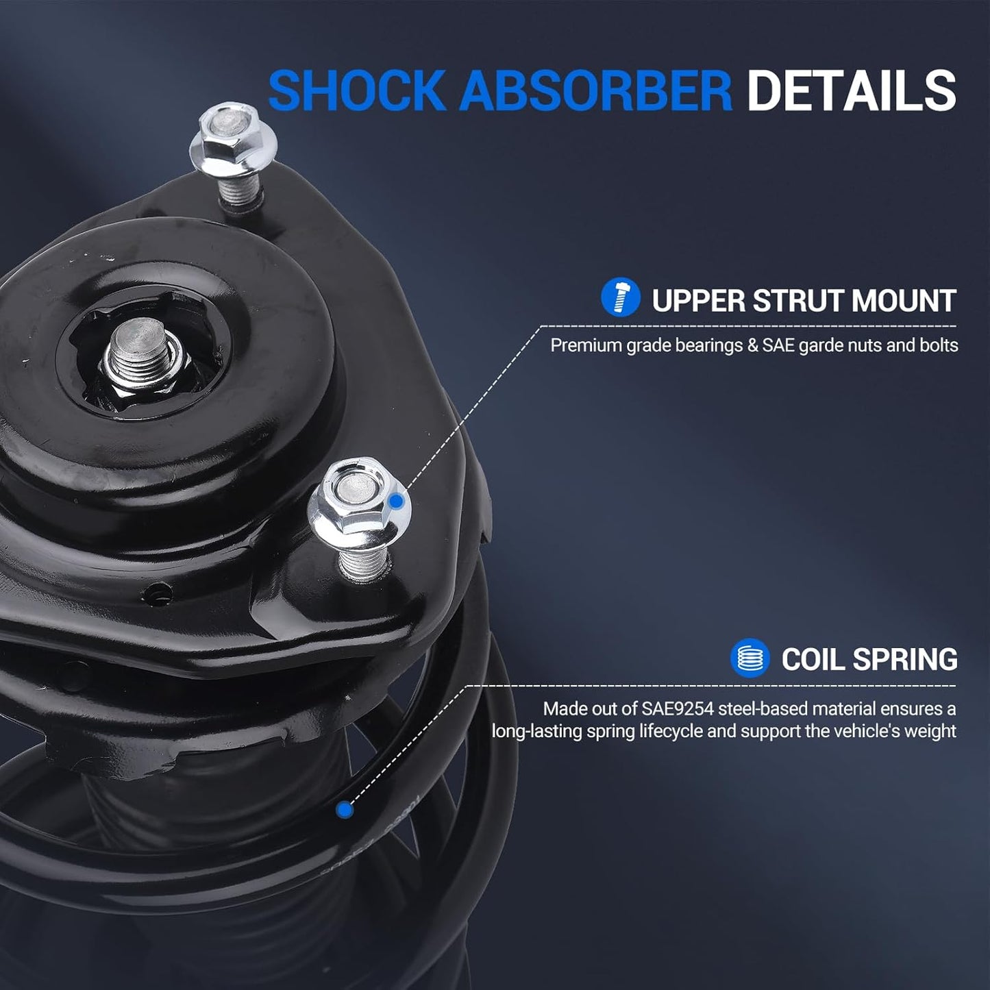 Autoround Front Complete Shock Absorber 172784 172783 Compatible with Toyota Sienna 2011 2012 2013 2014 FWD 3.5L Struts with Coil Spring Assembly