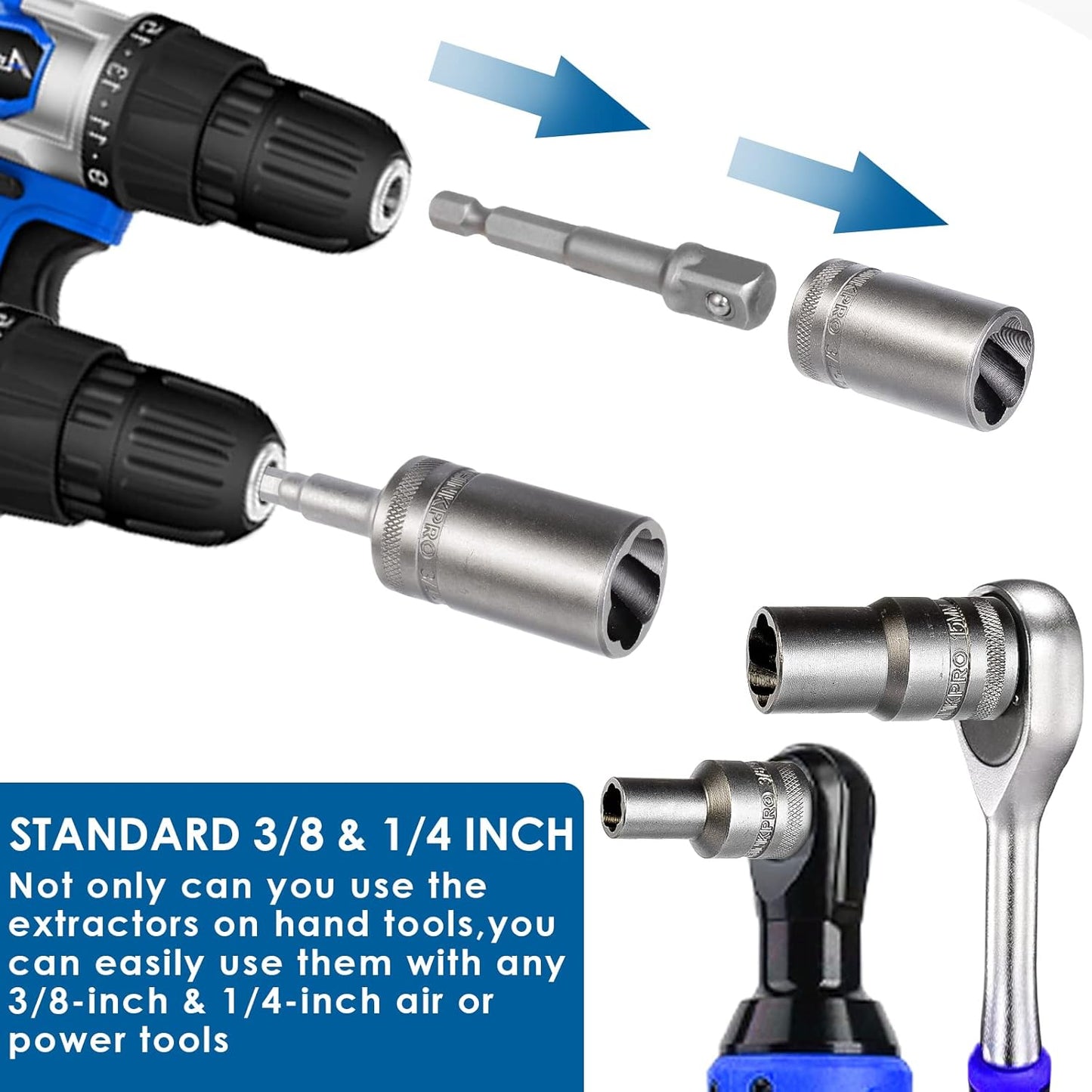 Bolt Extractor Set,17 Piece Wheel Lock Removal Kit,Lug Nut Extractor Set 1/2 Inch Drive,Lug Nut Remover for Removing Damaged, Frozen, Rusted, Rounded-Off Bolts, Nuts & Screws