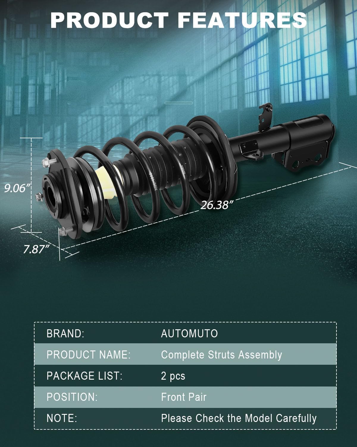 AUTOMUTO Strut Spring Assembly Front Pair Shock Absorber Fit 2003-2008 for Pontiac Vibe,2003-2008 for Toyota Matrix