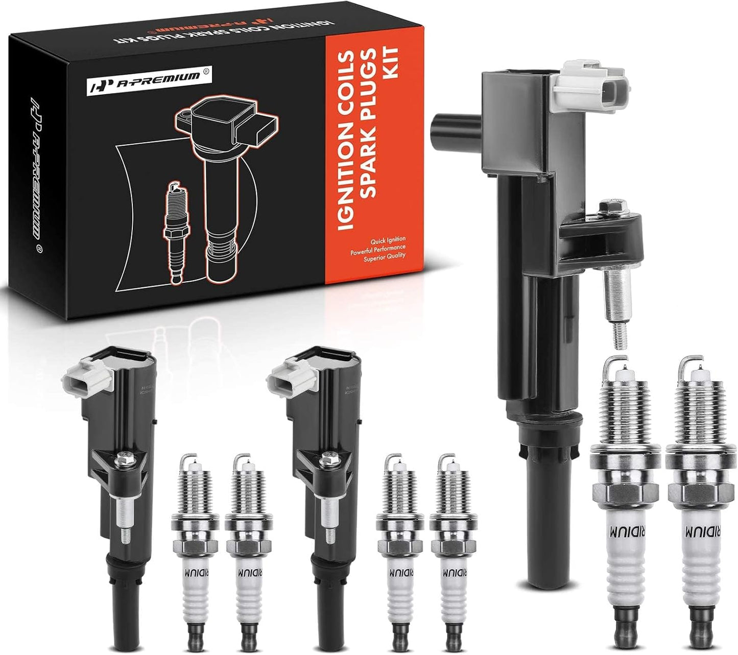 A-Premium Ignition Coils and Spark Plugs Kits Compatible with Ram 1500 2011-2012, Dakota 2011 & Jeep Grand Cherokee/Commander 2009-2010, Liberty & Dodge Durango, Nitro & Mitsubishi Raider 3-PC Set
