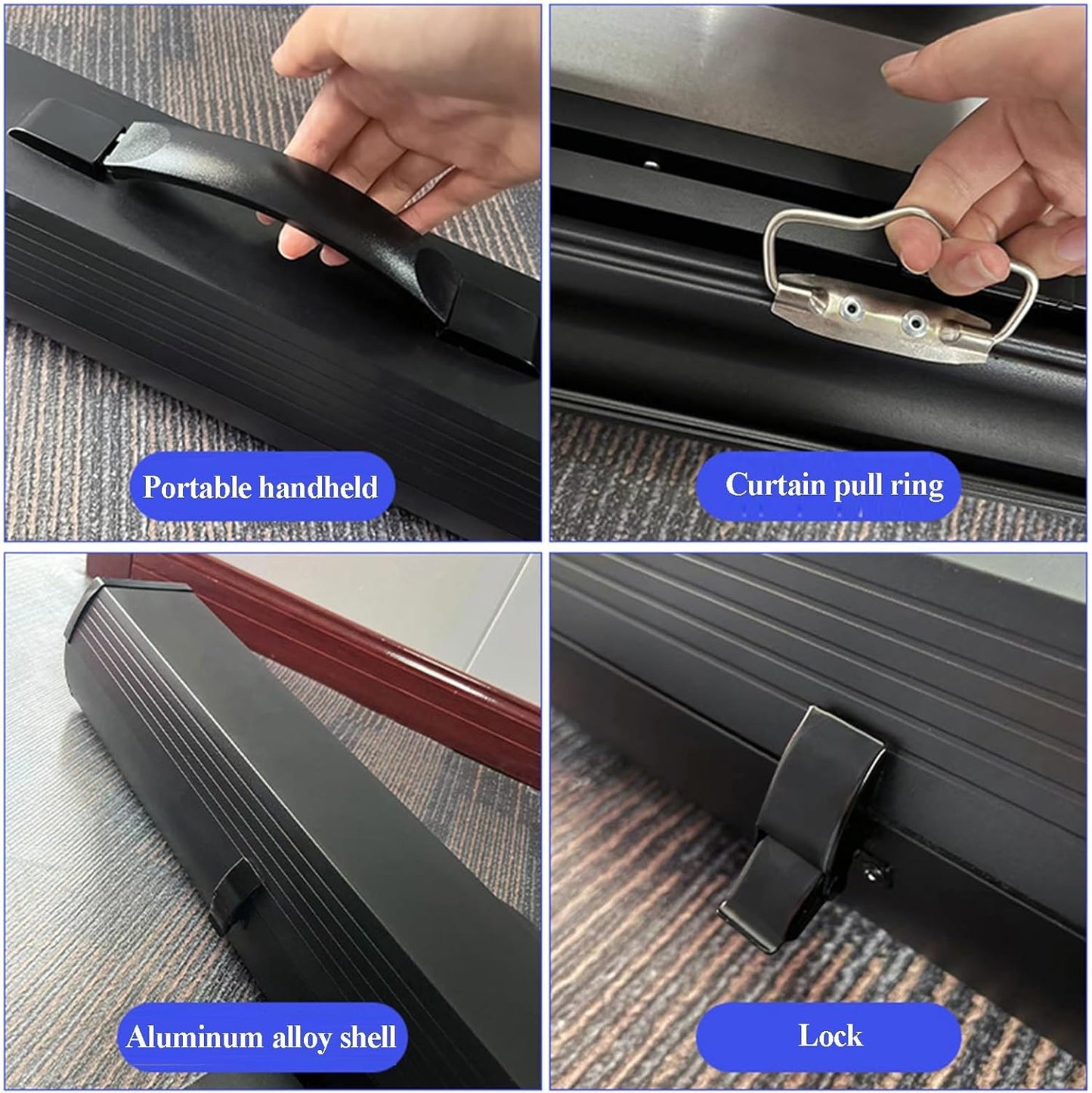 60/72/80 Inch Manual Pull Up Projector Screen 16:9 Floor Standing Projector Screens with Stand, Portable and Retractable Video Projection Screen for Indoor Outdoor(72in/16:9)