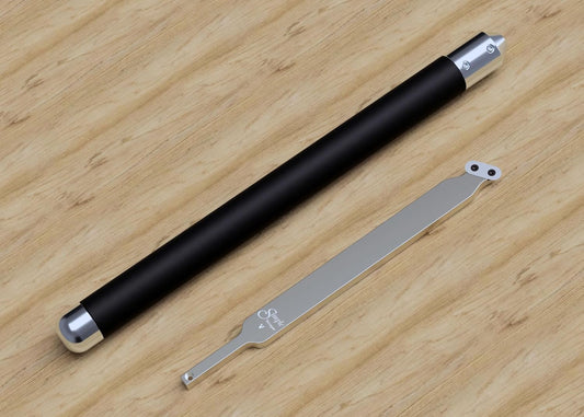 Simple Scraper V 12" long angled carbide tool for steep or straight inside walls and bottom finishing, USA Made (with Handle, Oval Cutter)