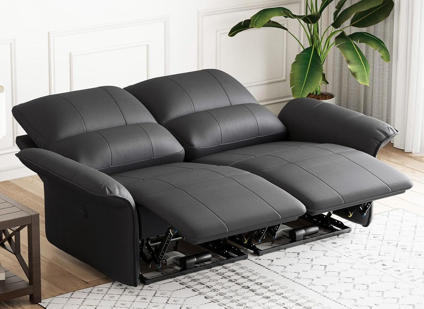 Belffin Leather Loveseat Recliner Sofa for Living Room Oversized Black Manual Reclining Couch for Living Room Double Recliner Home Theater Seating. Black Couch