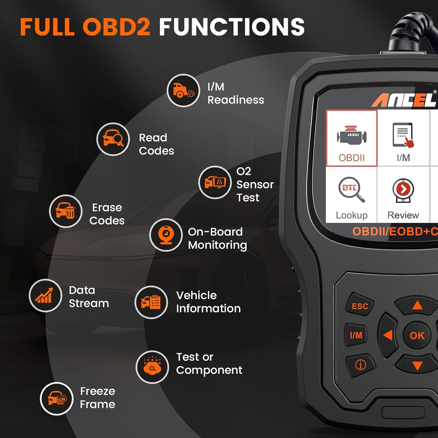 ANCEL AD530 OBD2 Scanner Diagnostic Tool, Universal Check Engine Code Reader with Live Data, Car Diagnostic Tool with Upgraded Battery Tester & All OBD2 Functions for 1996+ Vehicles, Upgraded AD310