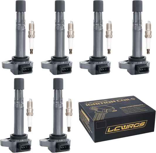 Set of 6 Ignition Coil Pack and Spark Plugs Fits for 3.5L V6 2003 2004 2005 2006 2007 2008 Honda Pilot Ridgeline Acura MDX Saturn Vue 3.5 Replaces UF400 C1460