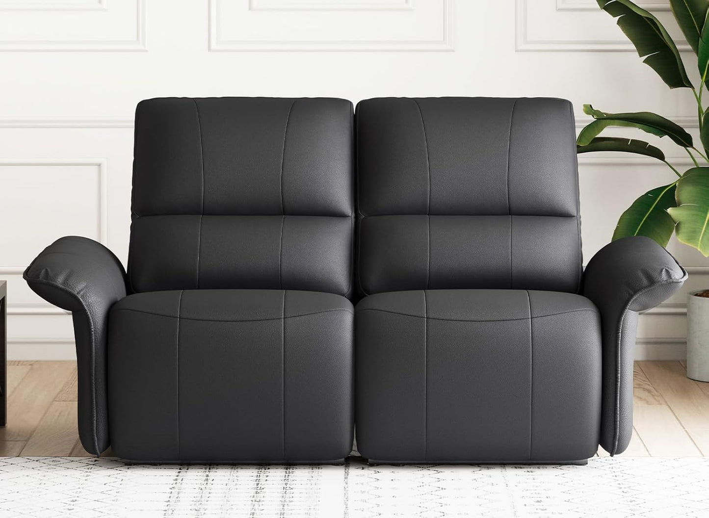 Belffin Leather Loveseat Recliner Sofa for Living Room Oversized Black Manual Reclining Couch for Living Room Double Recliner Home Theater Seating. Black Couch