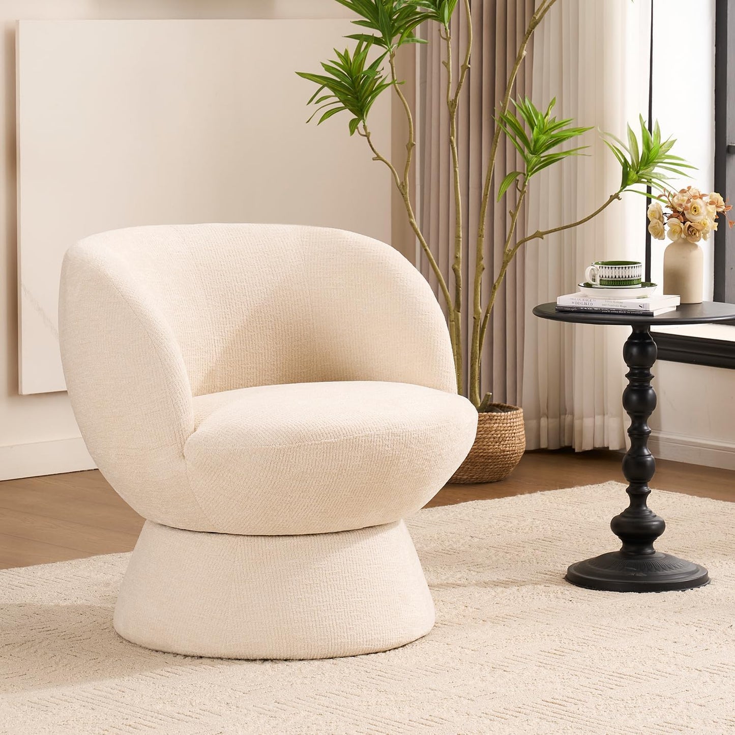 360° Swivel Boucle Bucket Chair, Accent Barrel Makeup Vanity Chair Modern Lounge Single Sofa with Padded Armrest for Dining Room, Living Room, Bedroom and Home Office (Set of 2 Gray)