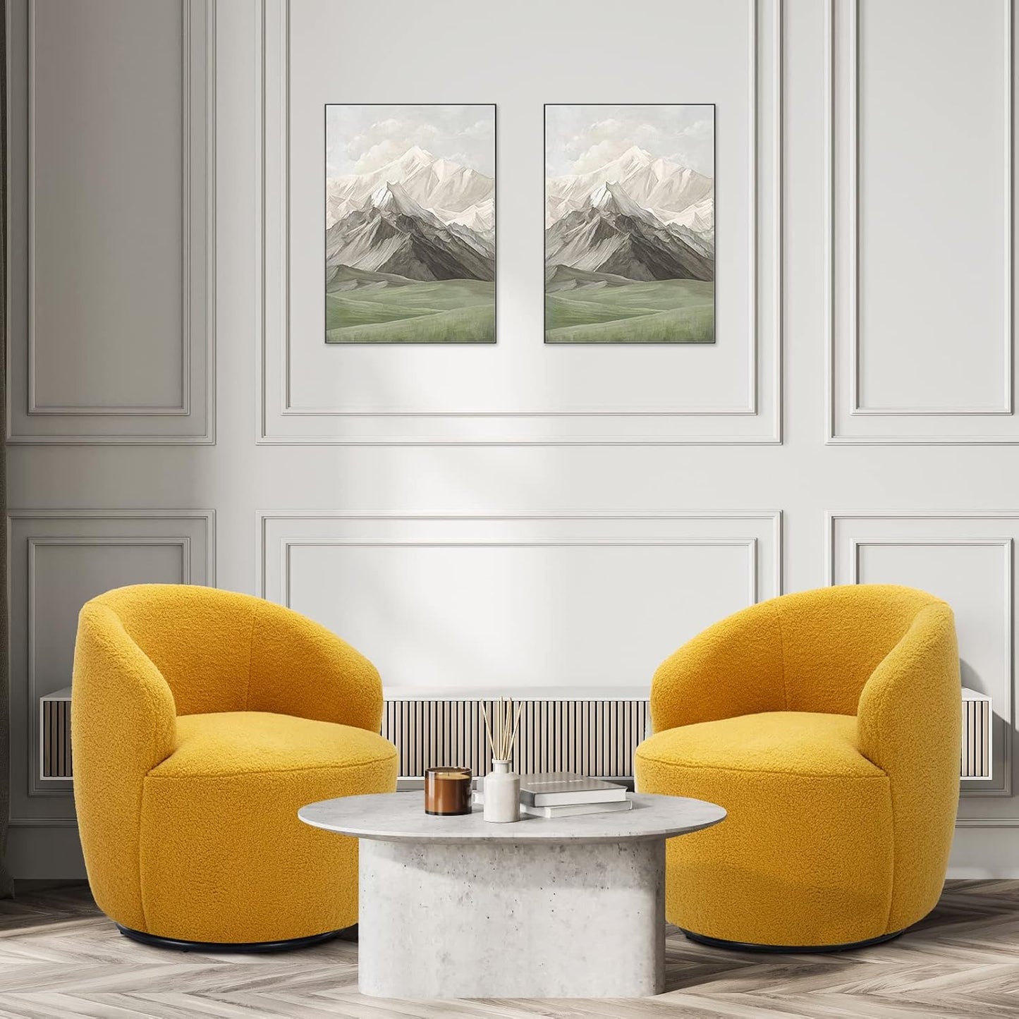 Set of 2 Swivel Chair, Swivel Barrel Accent Sofa Chair, Modern Teddy Fabric Club 360 Degree Swivel Chair, Small Leisure Arm Chair for Nursery, Living Room, Hotel, Bedroom, Office, Lounge, Blue