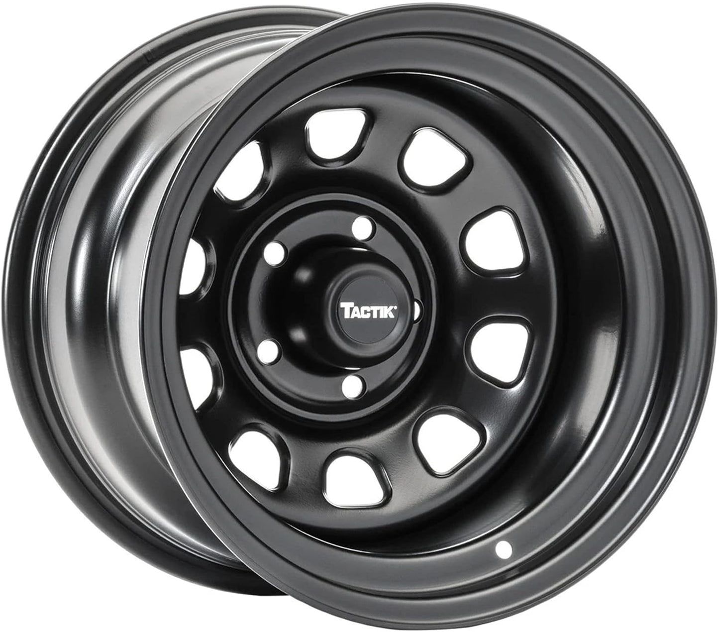 TACTIK Circle 8 Classic 15 Inch Solid Steel Wheel, Black - 15x10, 5x4.5 Bolt Pattern (-38.1mm Offset), 4" Backspace - Fits Jeep 1984-2006 Wrangler, Wagoneer, Comanche, Grand Cherokee TJ YJ MJ ZJ XJ LJ