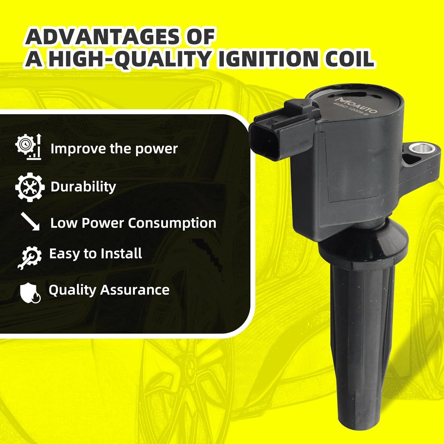 Set of 4 Ignition Coils Pack 4M5Z-12029-B DG507 & 4 PCS Iridium Spark Plugs Compatible with Ford Fusion Escape C-Max Transit Connect Lincoln MKZ Mercury Mariner Milan - 2.5L 2.0L L4