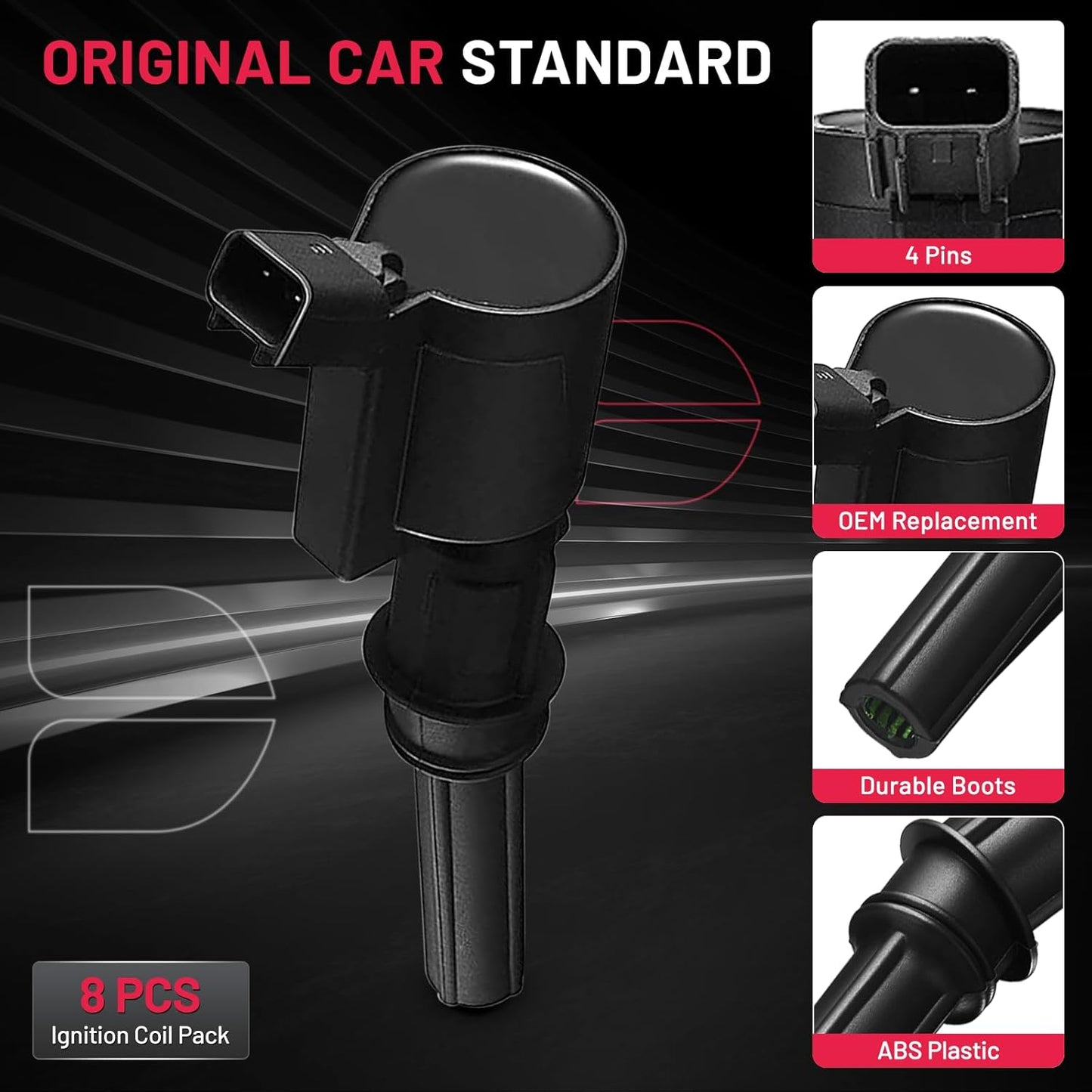 BDFHYK High Performance Ignition Coil DG508 Compatible with Ford F150 F250 1997-2010 Ford Explorer Crown Victoria 2003 2004 Ford Expedition Mustang Ford Coil Pack 5.4L Coil for DG481 DG491 Set of 8
