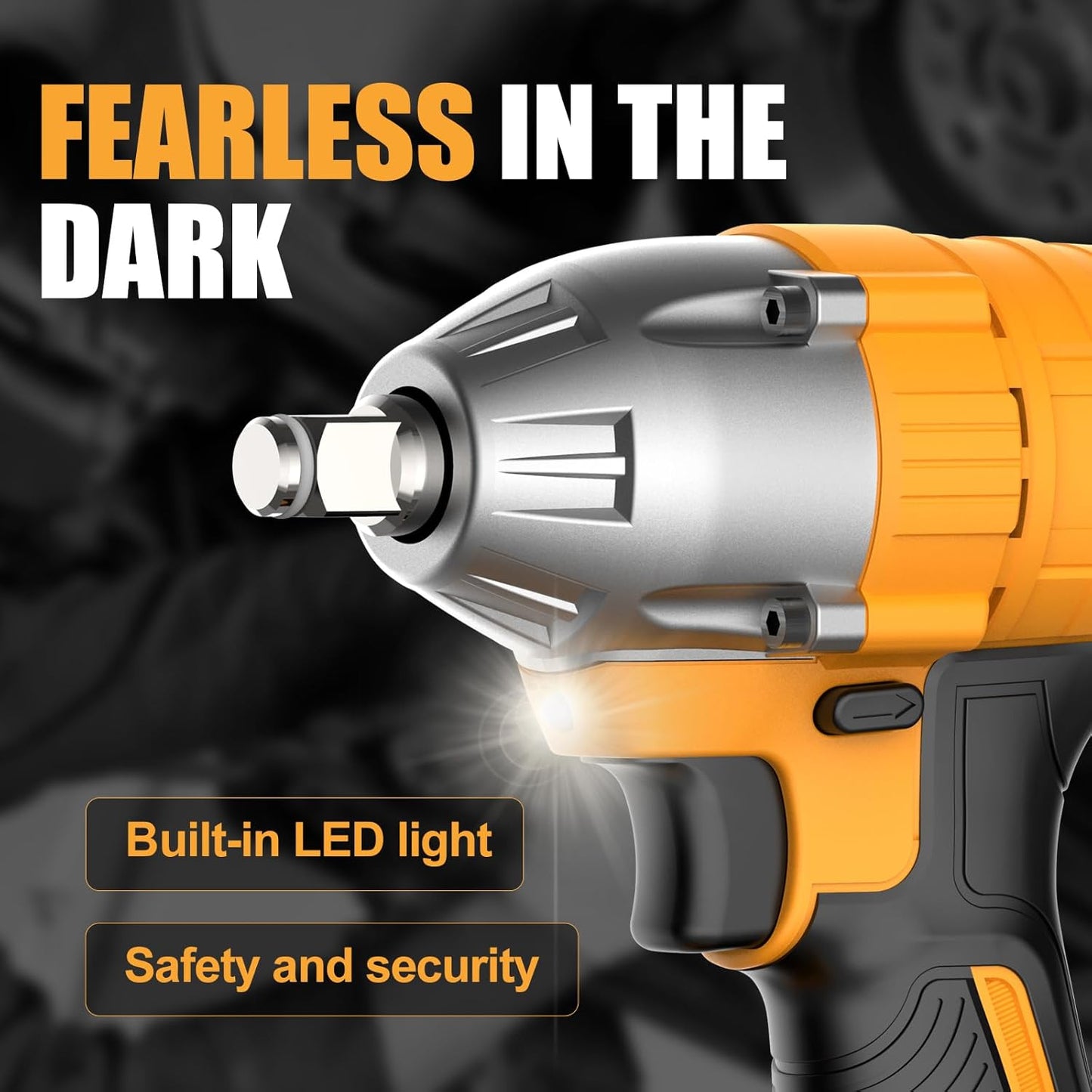 Brushelss Power Impact Wrench with 4.0AH Battery 1/2 inch Cordless Impact Gun Lightweight 20V Impact Driver for Car,Home,DIY 406N.m