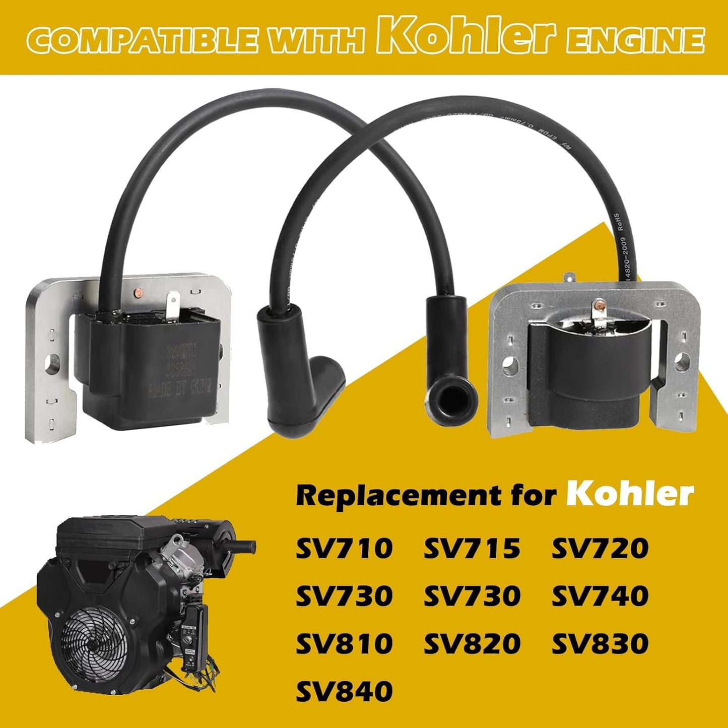 25-707-03-S 32-707-01-S Ignition Coil Module Compatible with Kohler Engine Spark MDI Conversion Assembly CH740 CV740,CH750 CV750,SV735 SV740 SV840