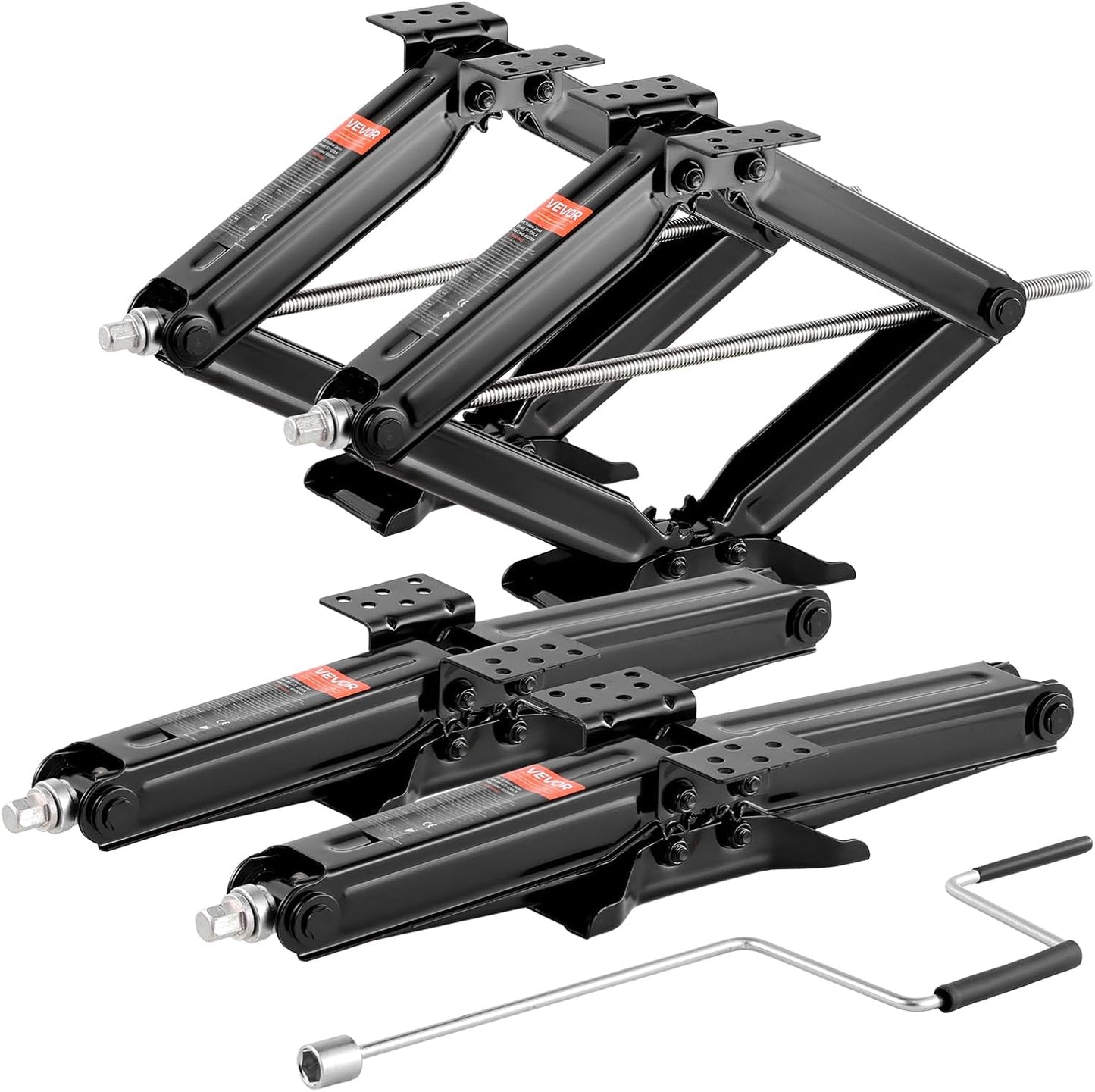 VEVOR 5000 lbs RV Scissor Jacks, 4-23.4 in RV Stabilizer Leveling Scissor Jacks, Set of 2, Heavy Duty Stabilizer Jack with Crank Handle, Socket and Bubble Levels, Not Easily Bent or Deformed
