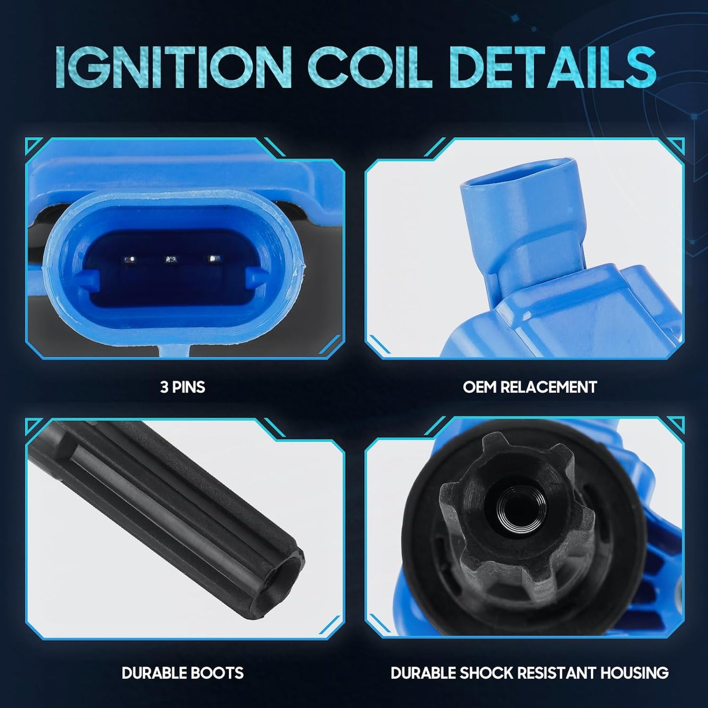 6PCS Ignition Coil Pack Compatible with Buick Rainier Chevrolet Colorado Trailblazer EXT GMC Canyon Envoy XL Hummer H3 Isuzu Ascender Saab 9-7x 2.9L 3.7L 4.2L, Replaces UF497 C1558, Blue